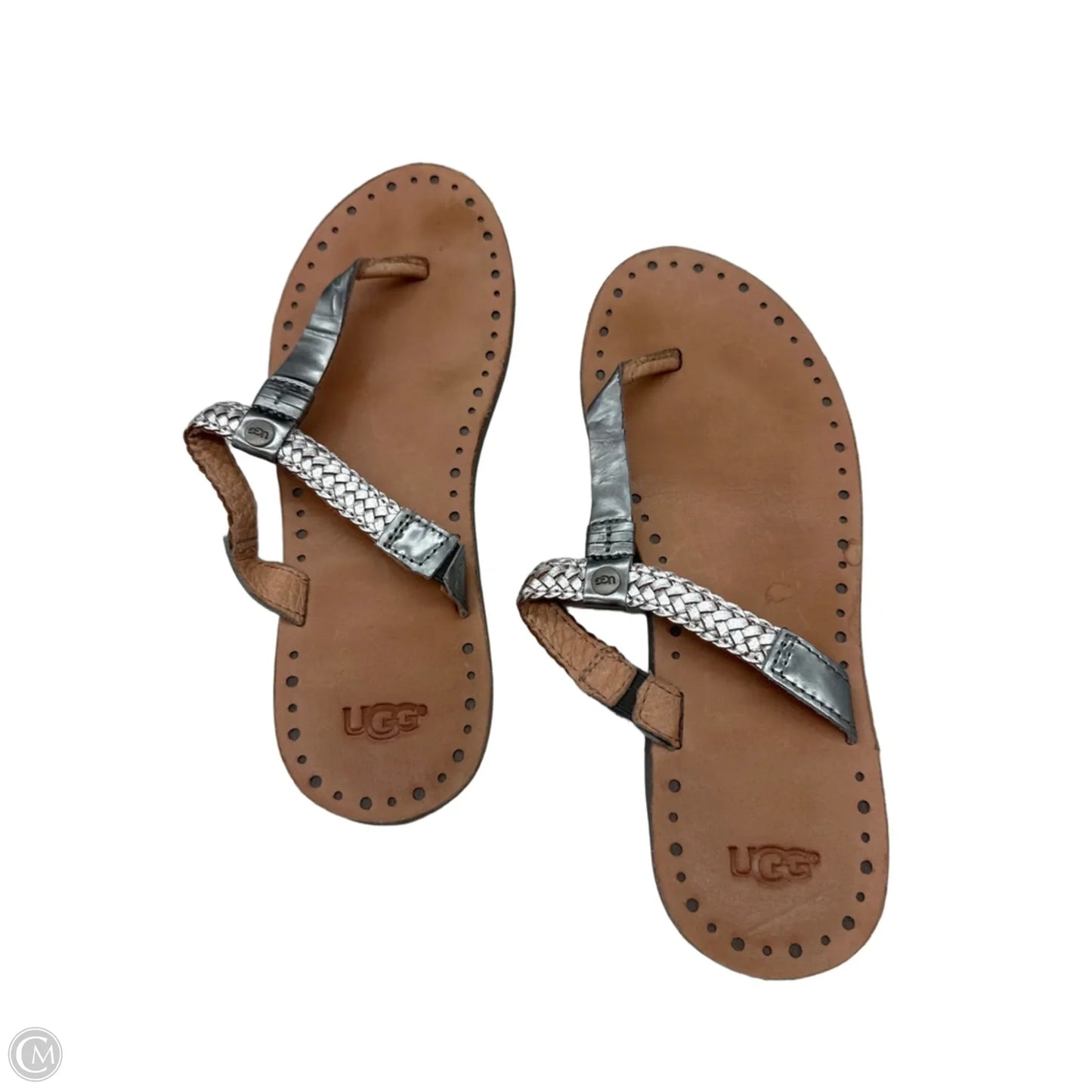 Sandals Designer By Ugg In Brown & Silver, Size: 7