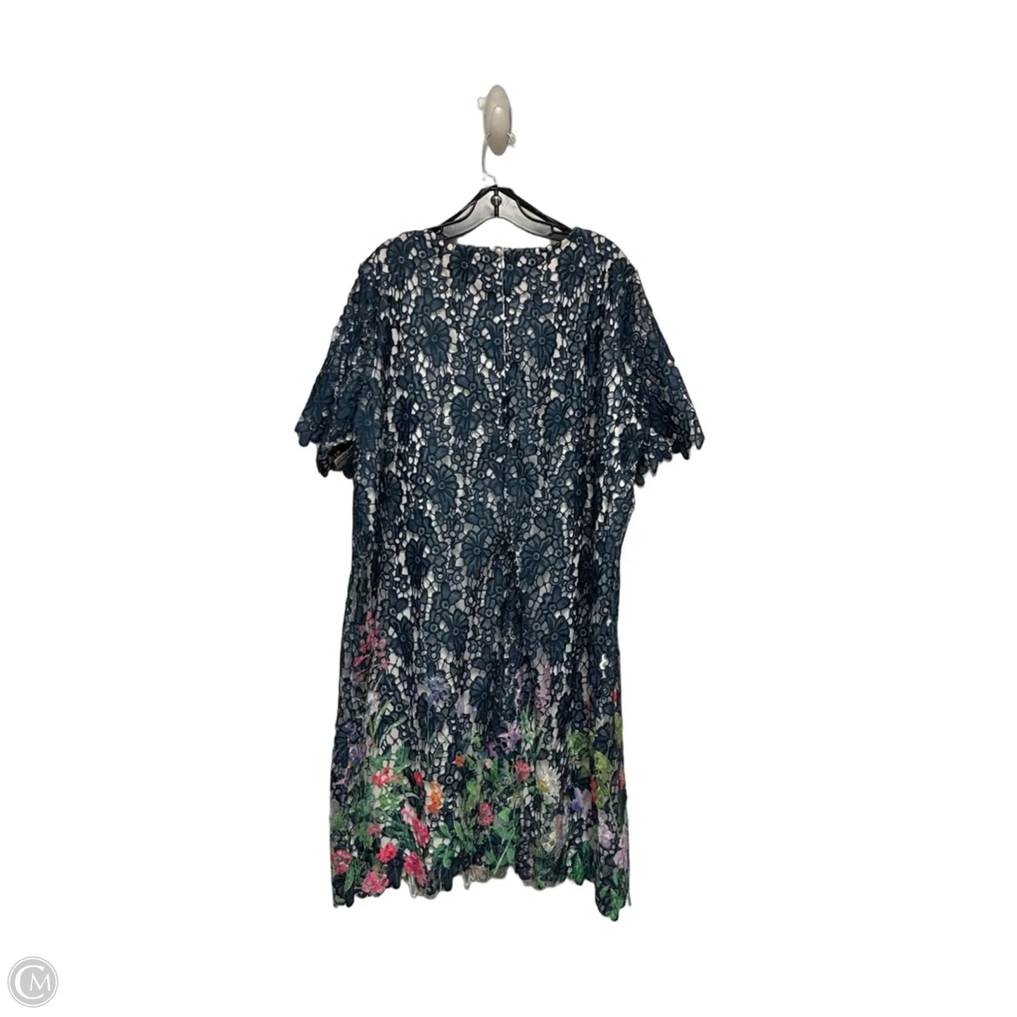 Dress Casual Midi By Nina Leonard In Blue & White, Size: 3x
