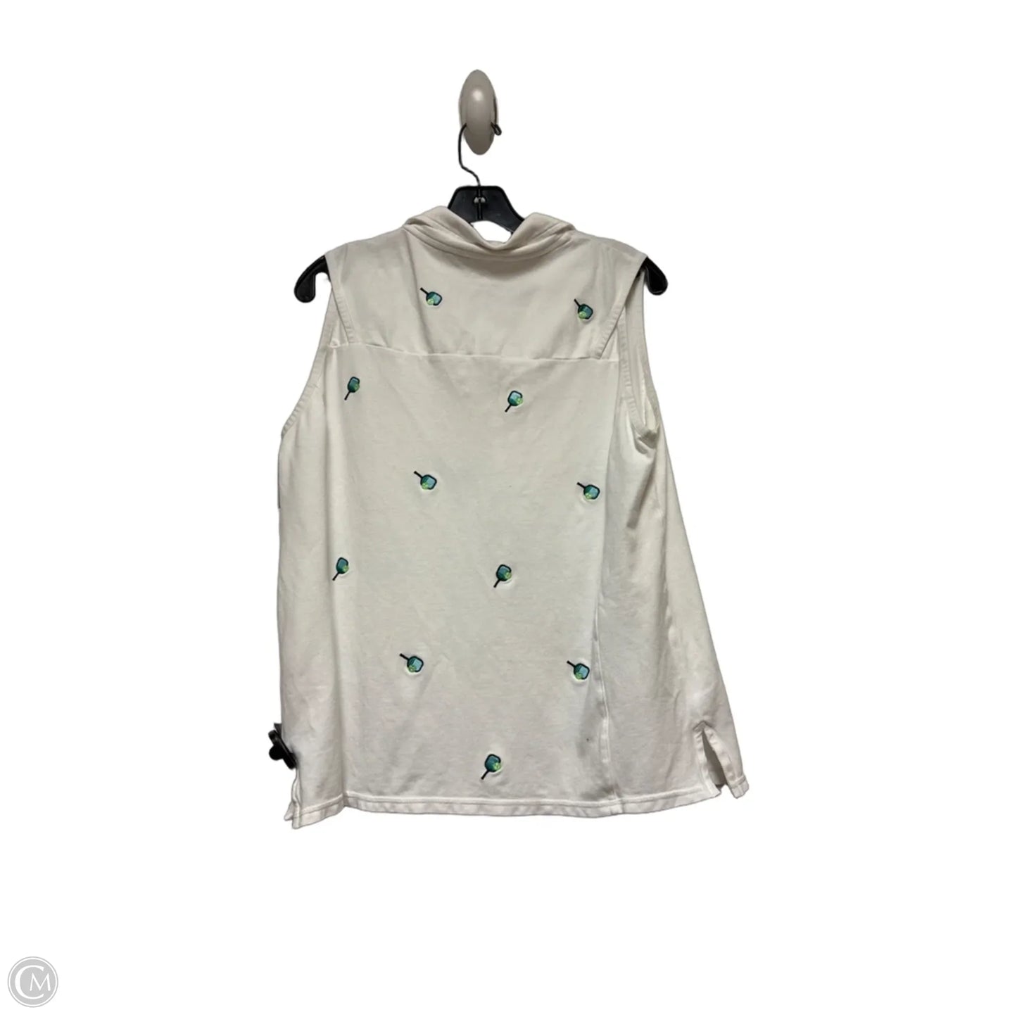 Top Sleeveless By Talbots In Green & White, Size: L