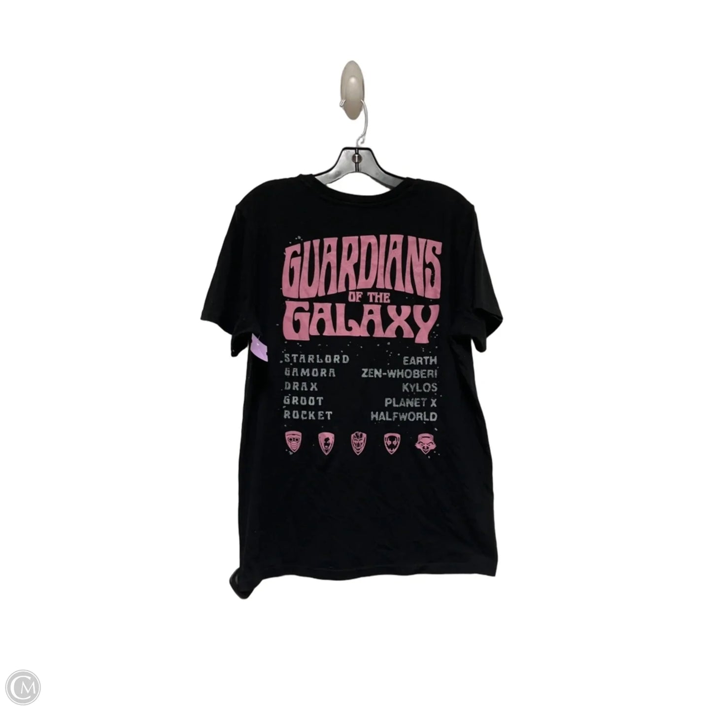 Top Short Sleeve Basic By Disney In Black & Pink, Size: L