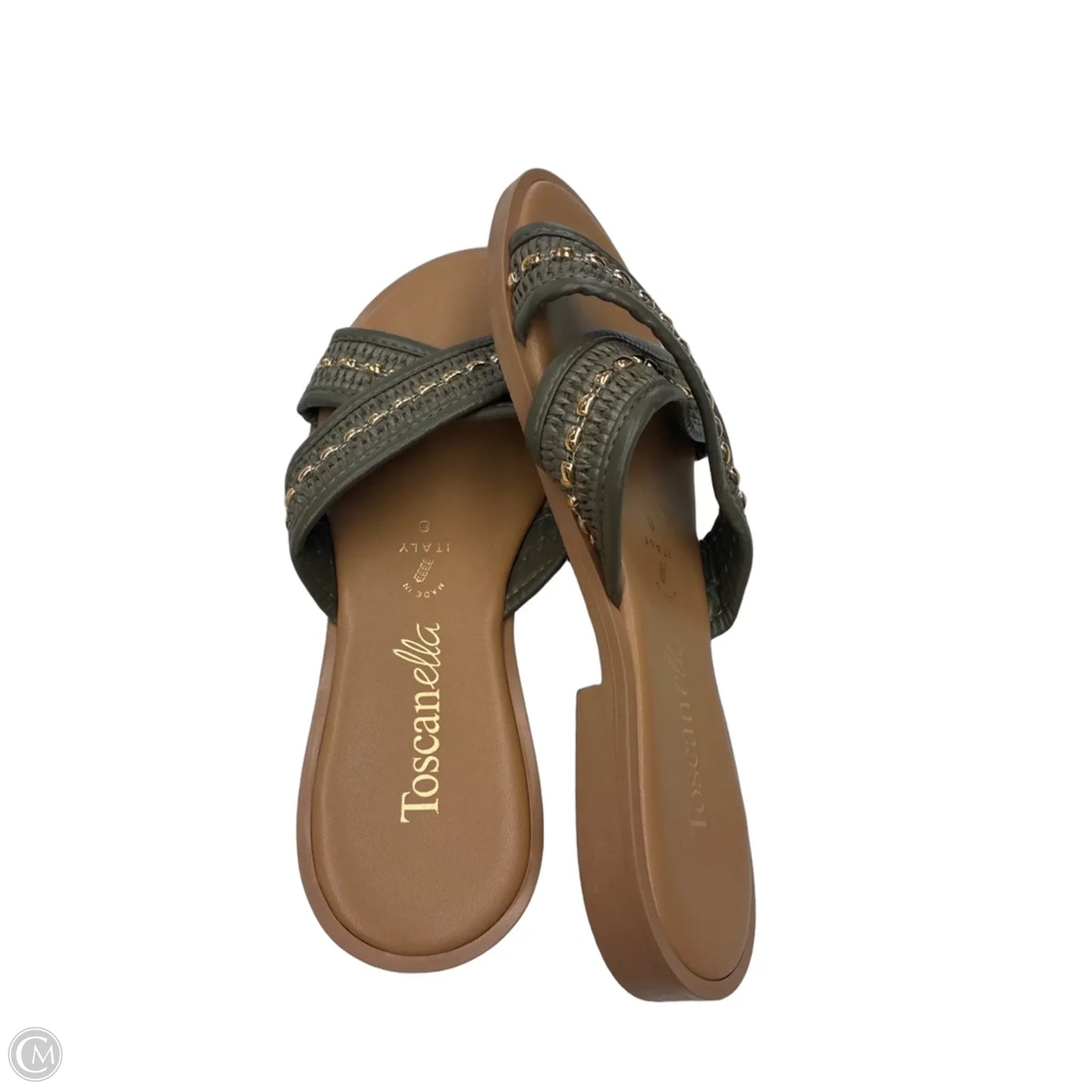 Sandals Flats By Toscanella In Green & Tan, Size: 8