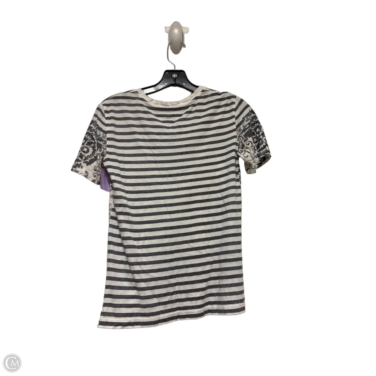 Top Short Sleeve Designer By Tory Burch In Grey & White, Size: Xxs