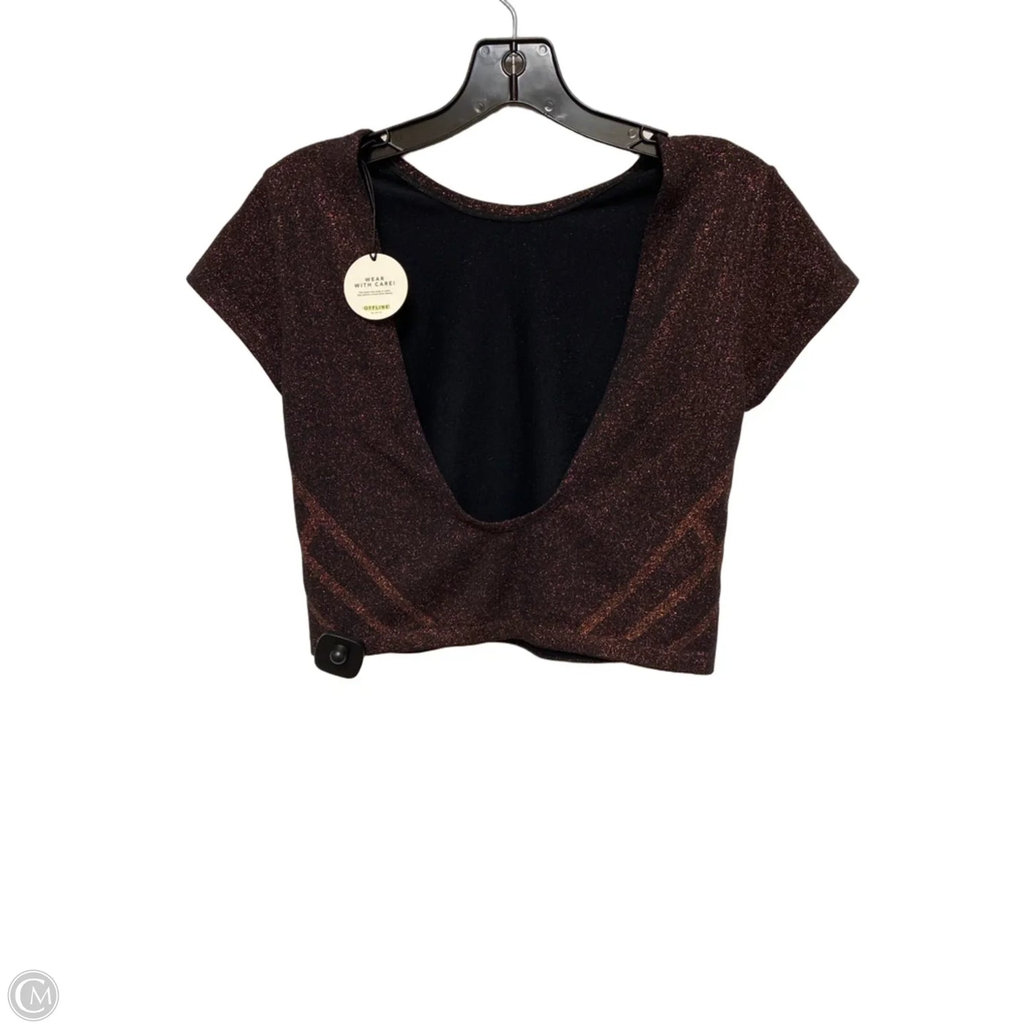 Top Short Sleeve By Offline In Black & Gold, Size: Xl