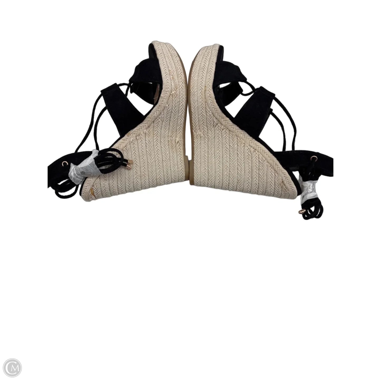 Sandals Heels Wedge By Just Fab In Black & Tan, Size: 6