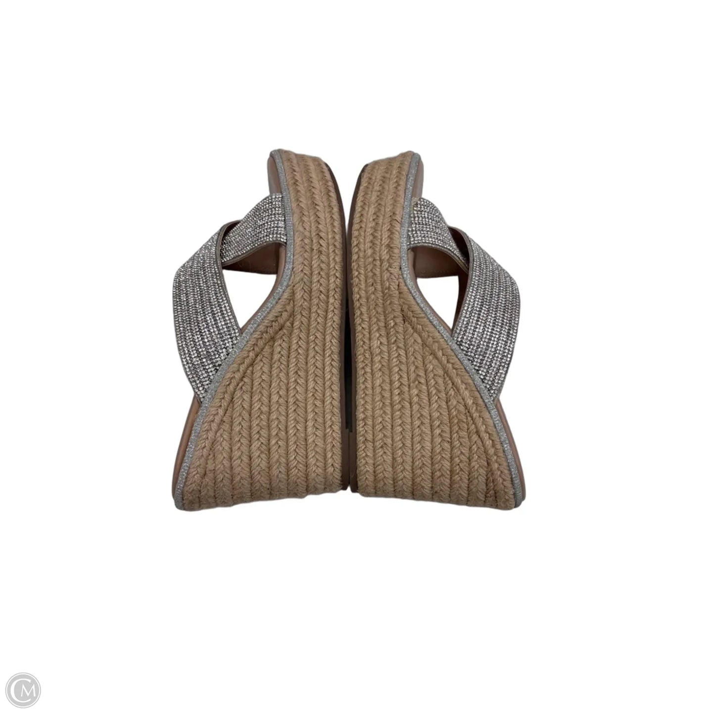 Sandals Heels Wedge By Mix No 6 In Silver & Tan, Size: 8