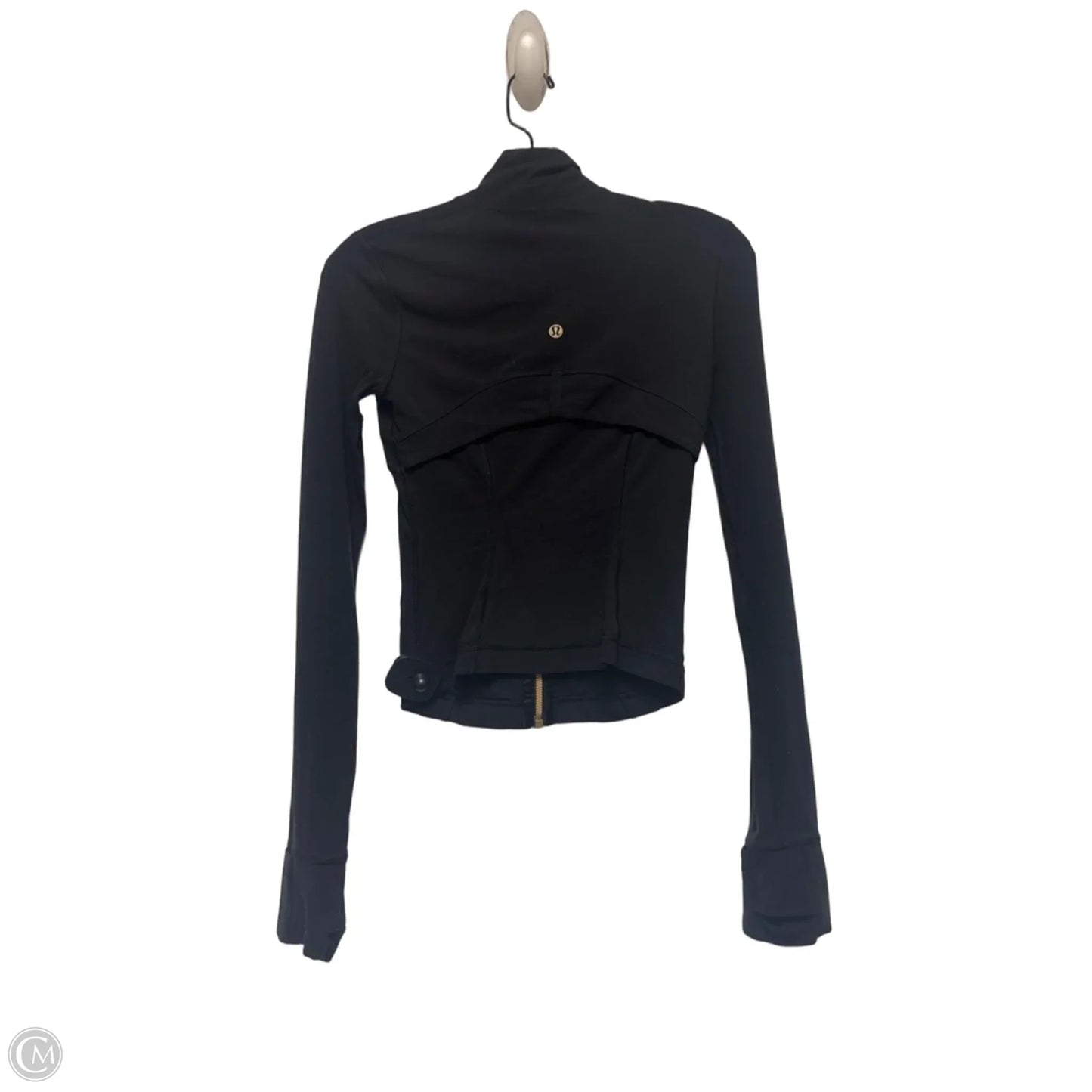 Athletic Top Long Sleeve Collar By Lululemon In Black, Size: 0