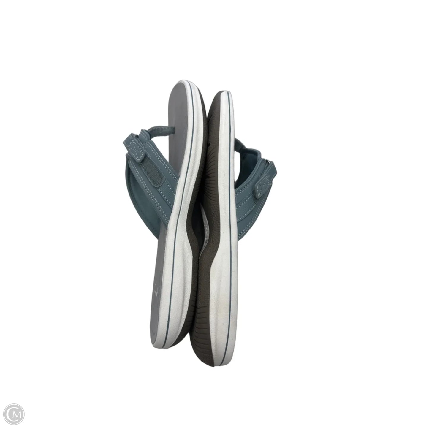 Sandals Flats By Clarks In Blue & Grey, Size: 10