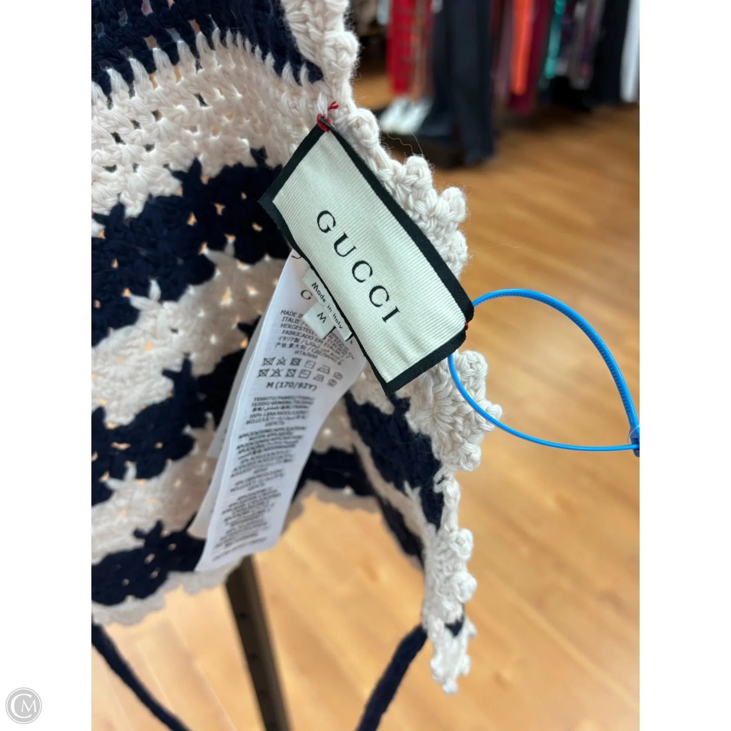 Top Sleeveless Luxury Designer By Gucci In Blue & Cream, Size: M