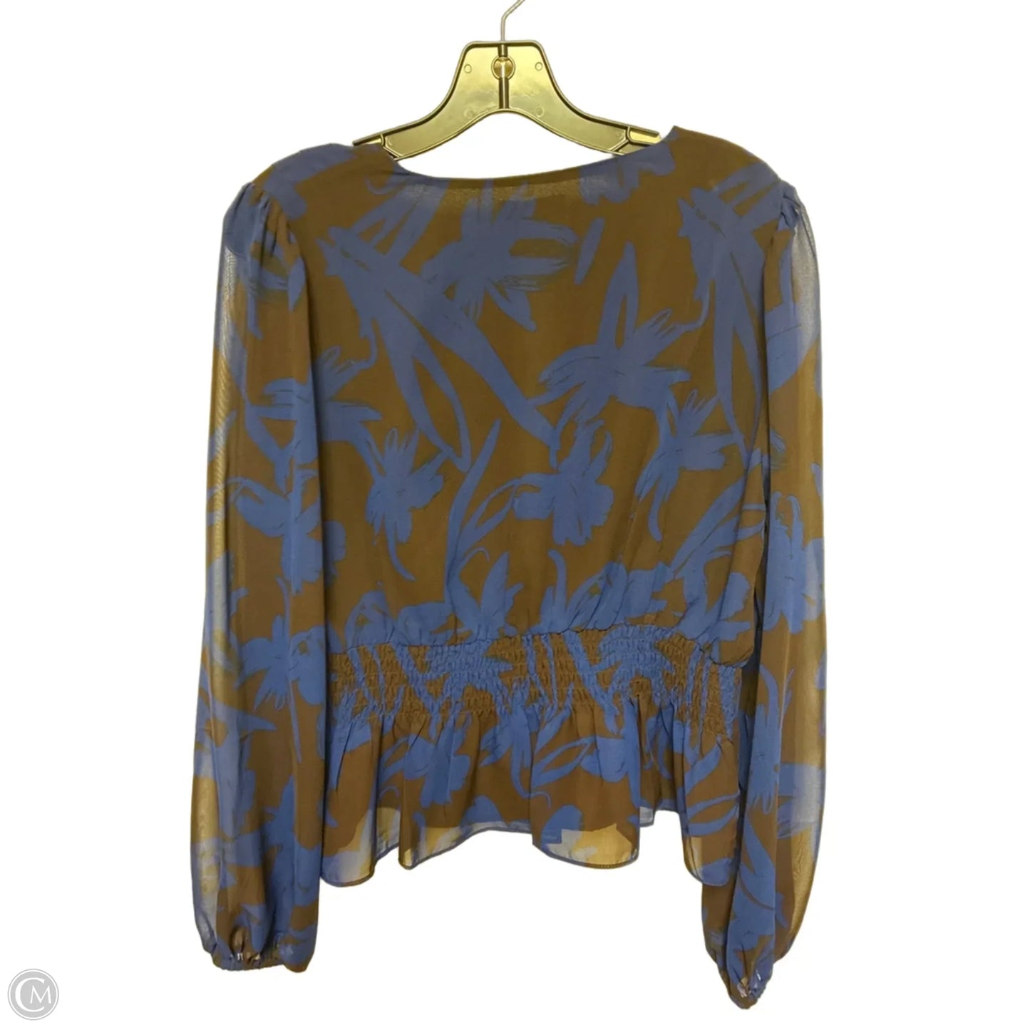 Top Long Sleeve By Evereve In Blue & Brown, Size: M