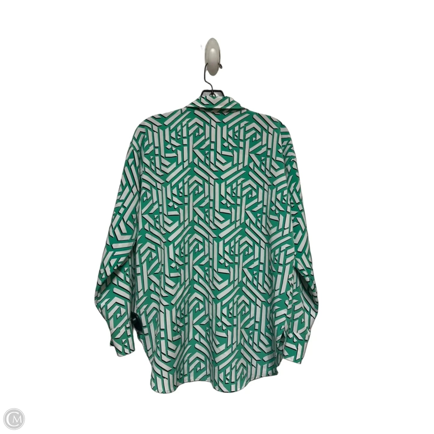 Top Long Sleeve Designer By Karl Lagerfeld In Green & White, Size: Xs