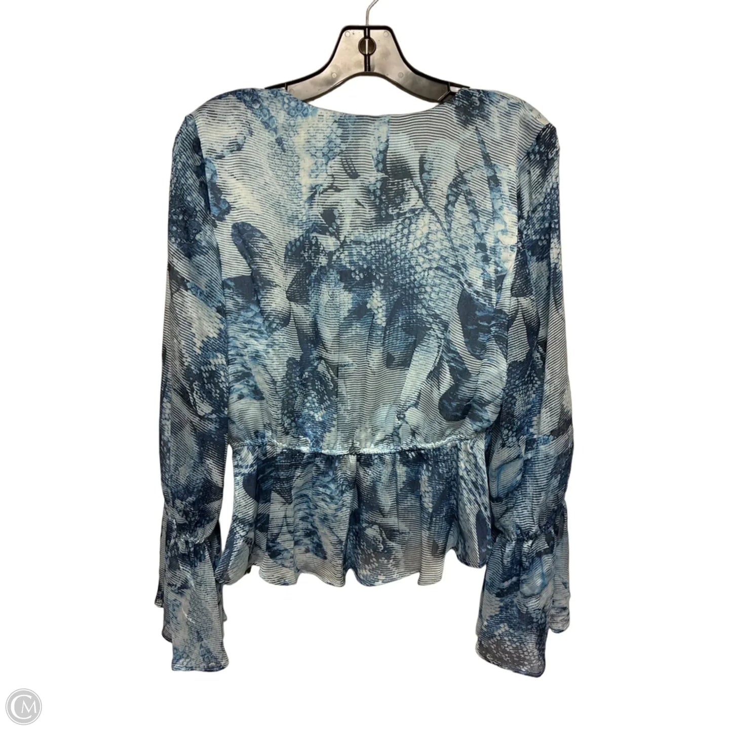Top Long Sleeve By Guess In Blue, Size: M