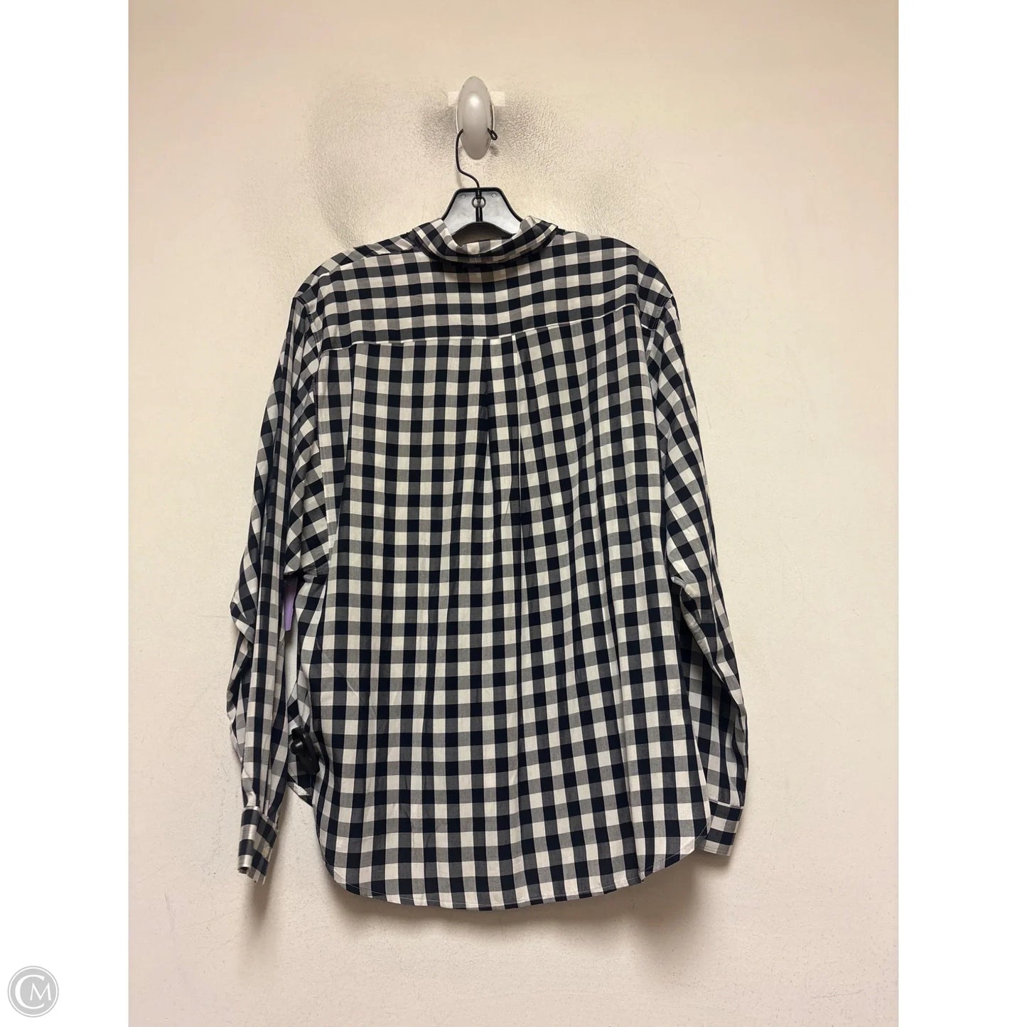 Top Long Sleeve By Loft In Checkered Pattern, Size: Xs