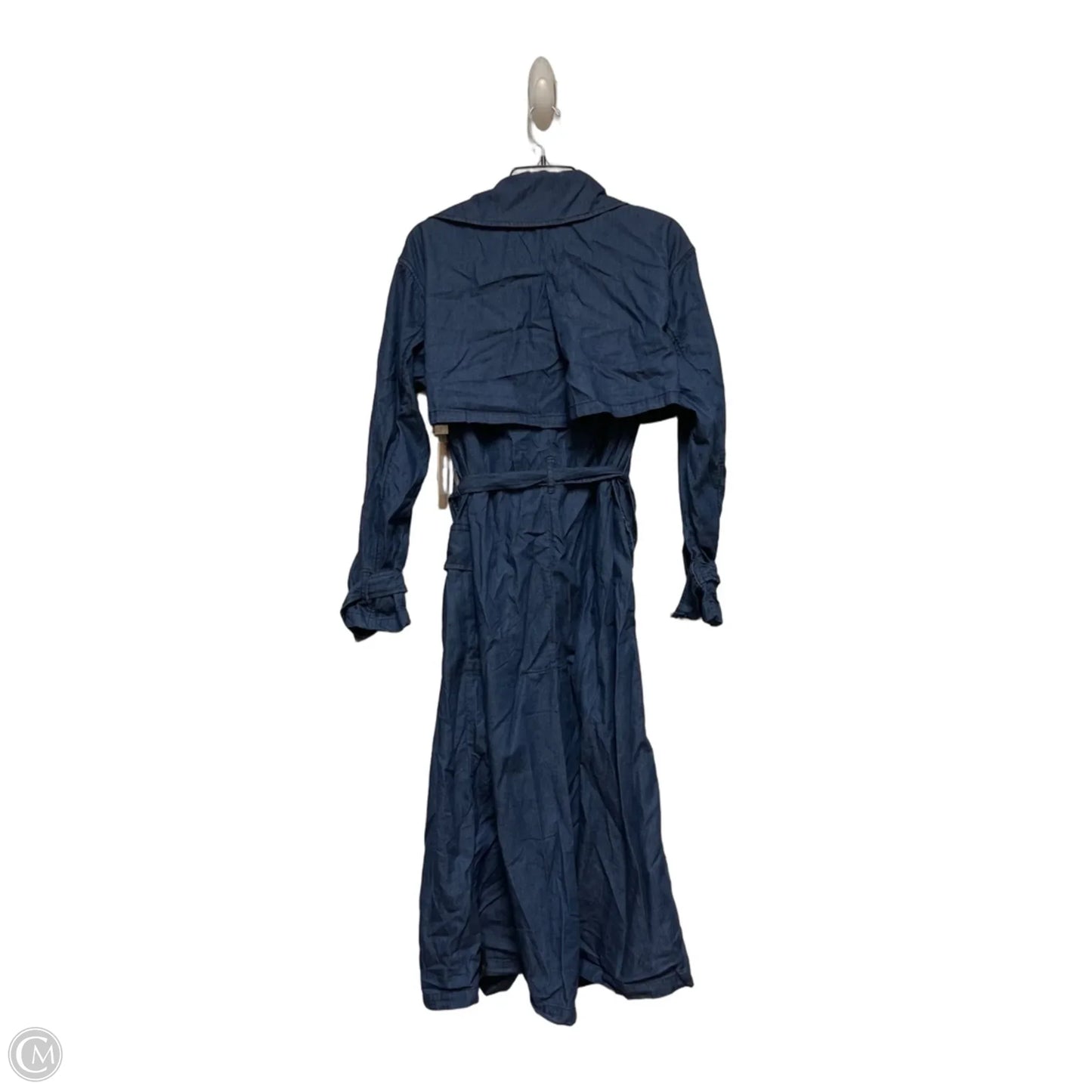 Coat Trench Coat By Just Fab In Blue, Size: S
