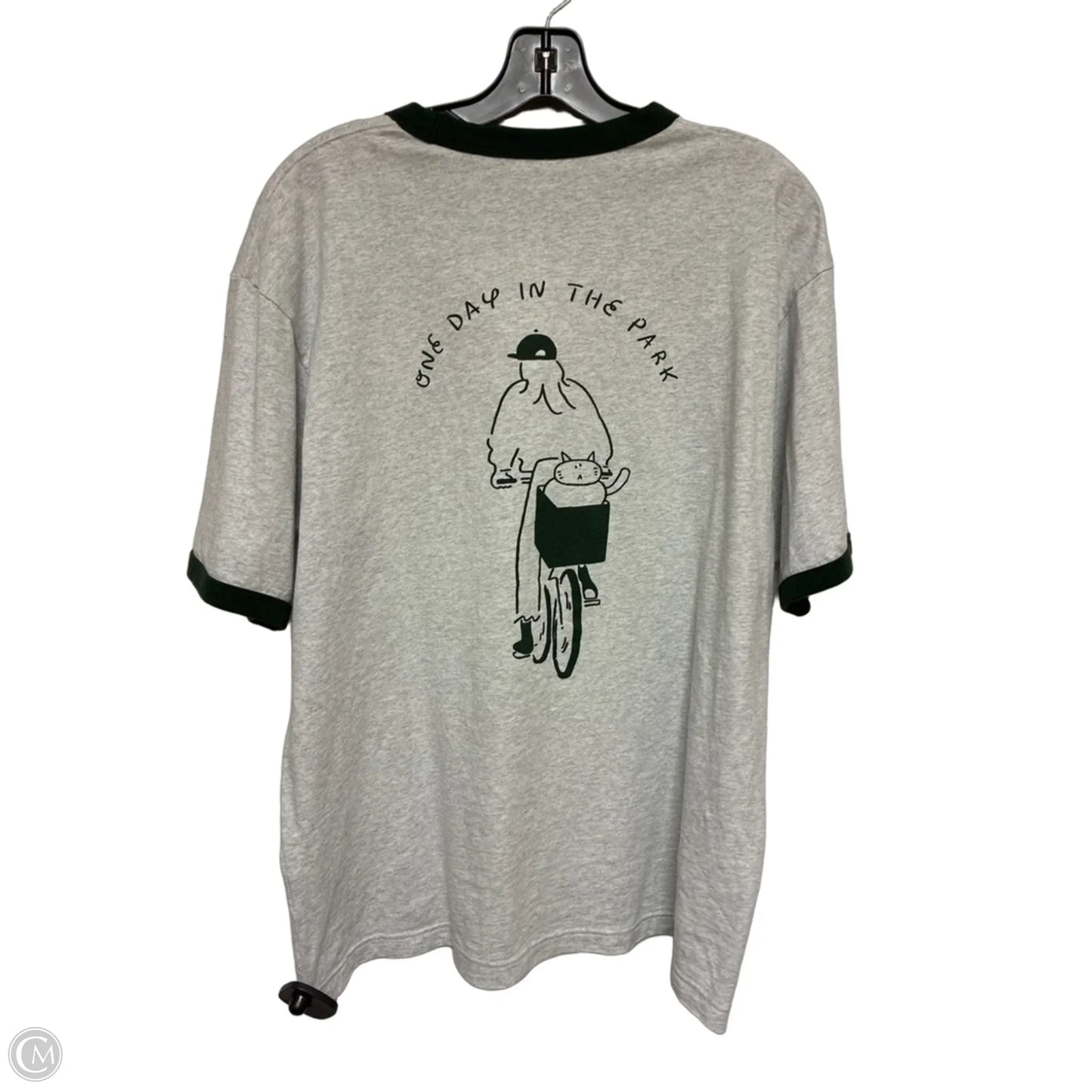 Top Short Sleeve Basic By Uniqlo In Green & Grey, Size: M