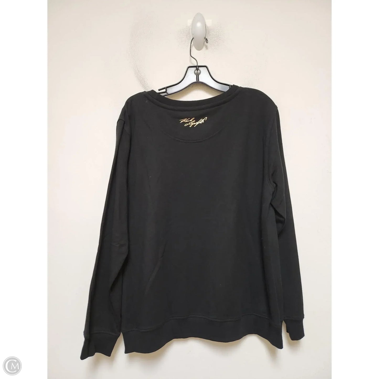 Sweater Designer By Karl Lagerfeld In Black & Gold, Size: L
