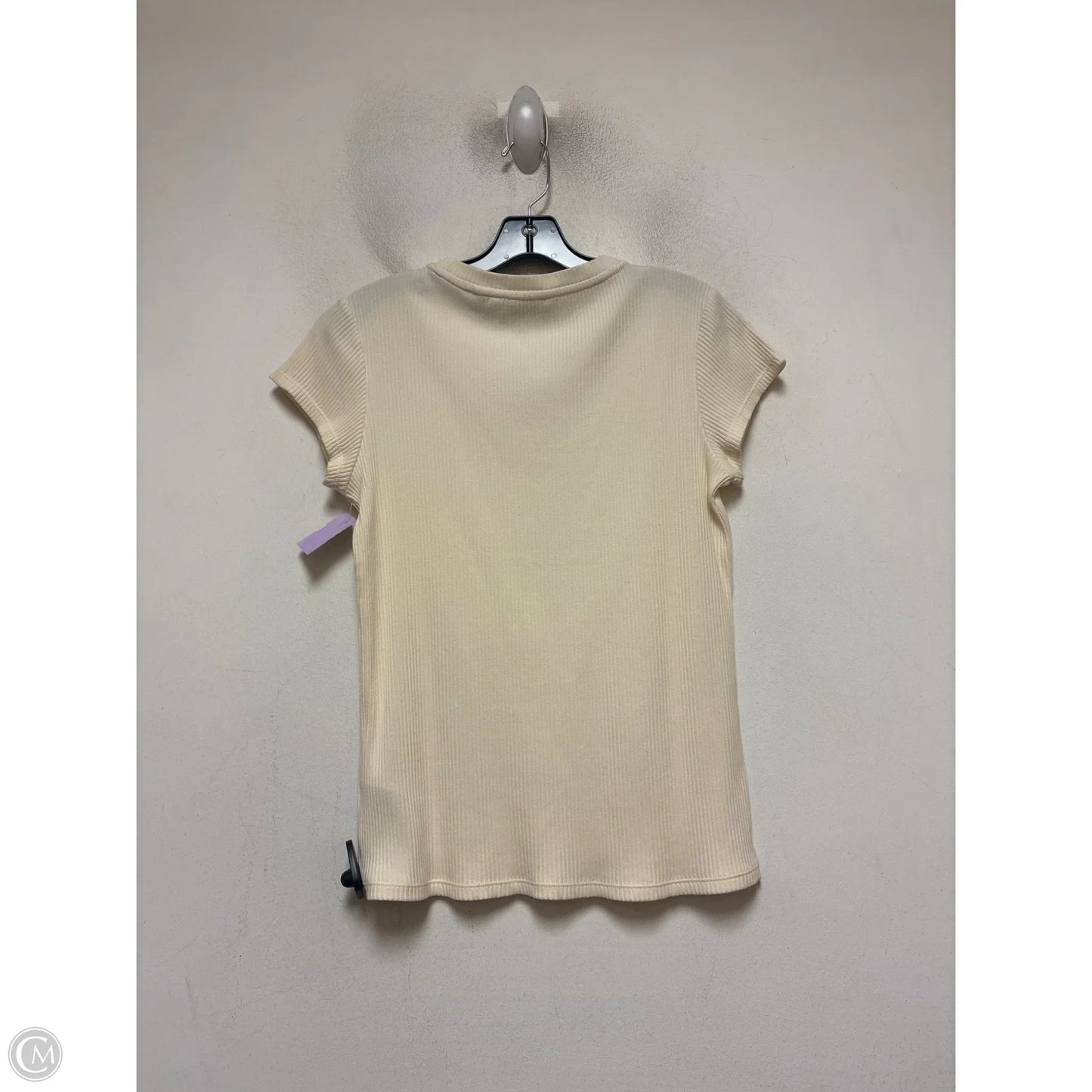 Top Short Sleeve By Calvin Klein In Cream, Size: Xl