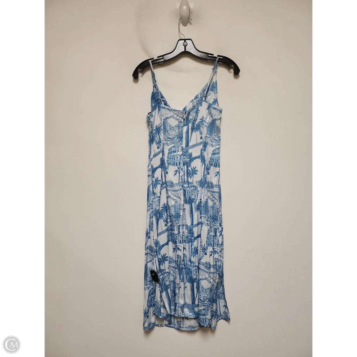 Dress Casual Midi By Forever 21 In Blue & White, Size: L