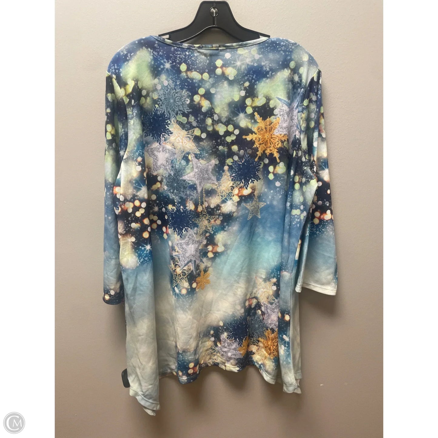 Top Long Sleeve By One World In Blue & Green, Size: 3x