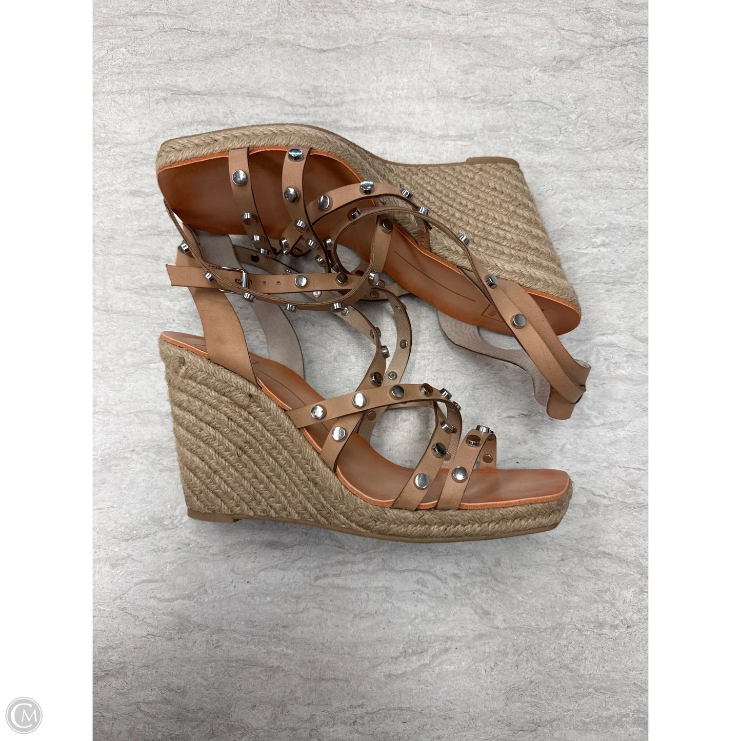Sandals Heels Wedge By Dolce Vita In Silver & Tan, Size: 9