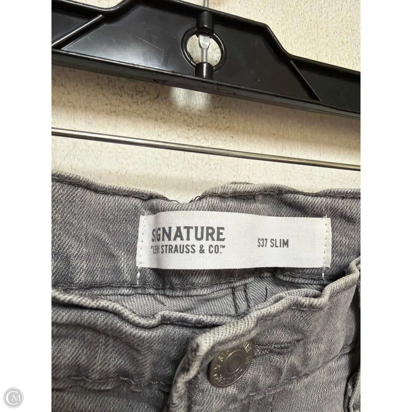 Jeans Straight By Levis Signature In Grey Denim, Size: 12