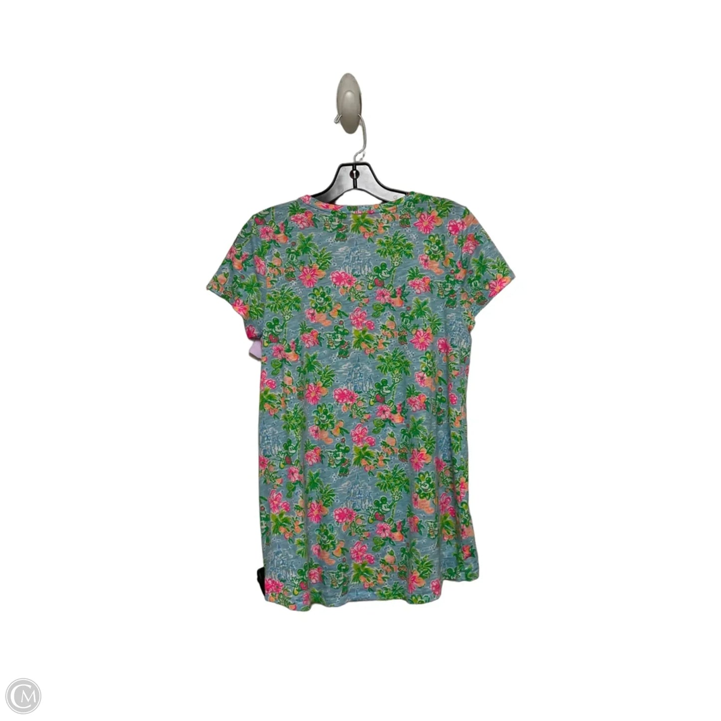 Top Short Sleeve Designer By Lilly Pulitzer In Blue & Green, Size: M