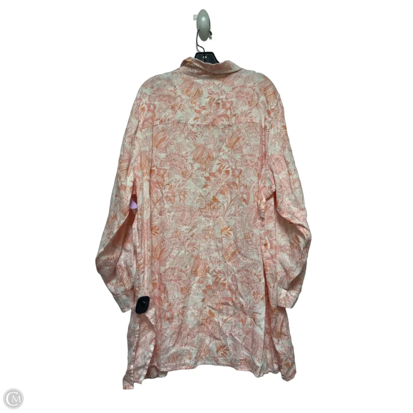 Top Long Sleeve By Sigrid Olsen In Cream & Orange, Size: 3x