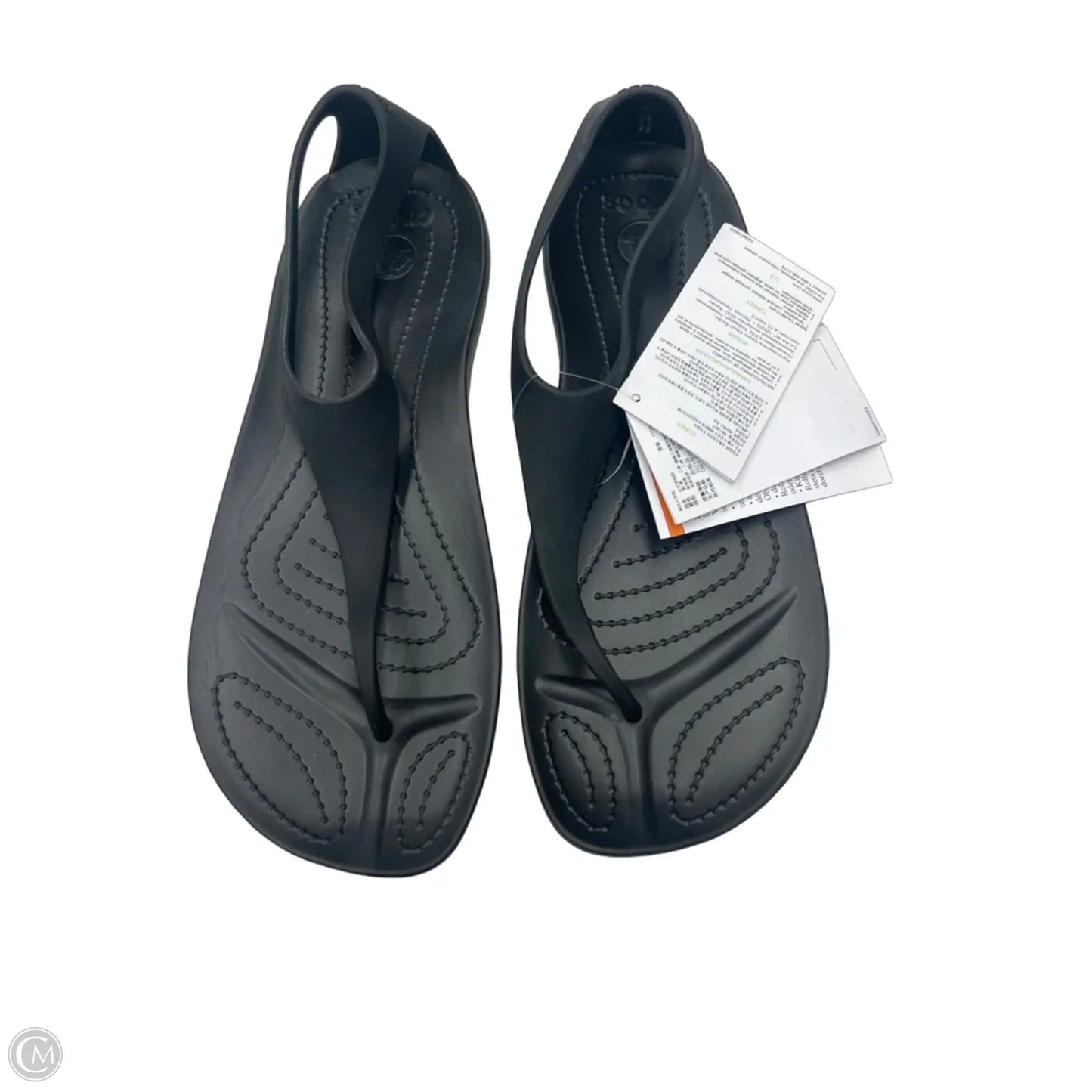 Sandals Flats By Crocs In Black, Size: 8