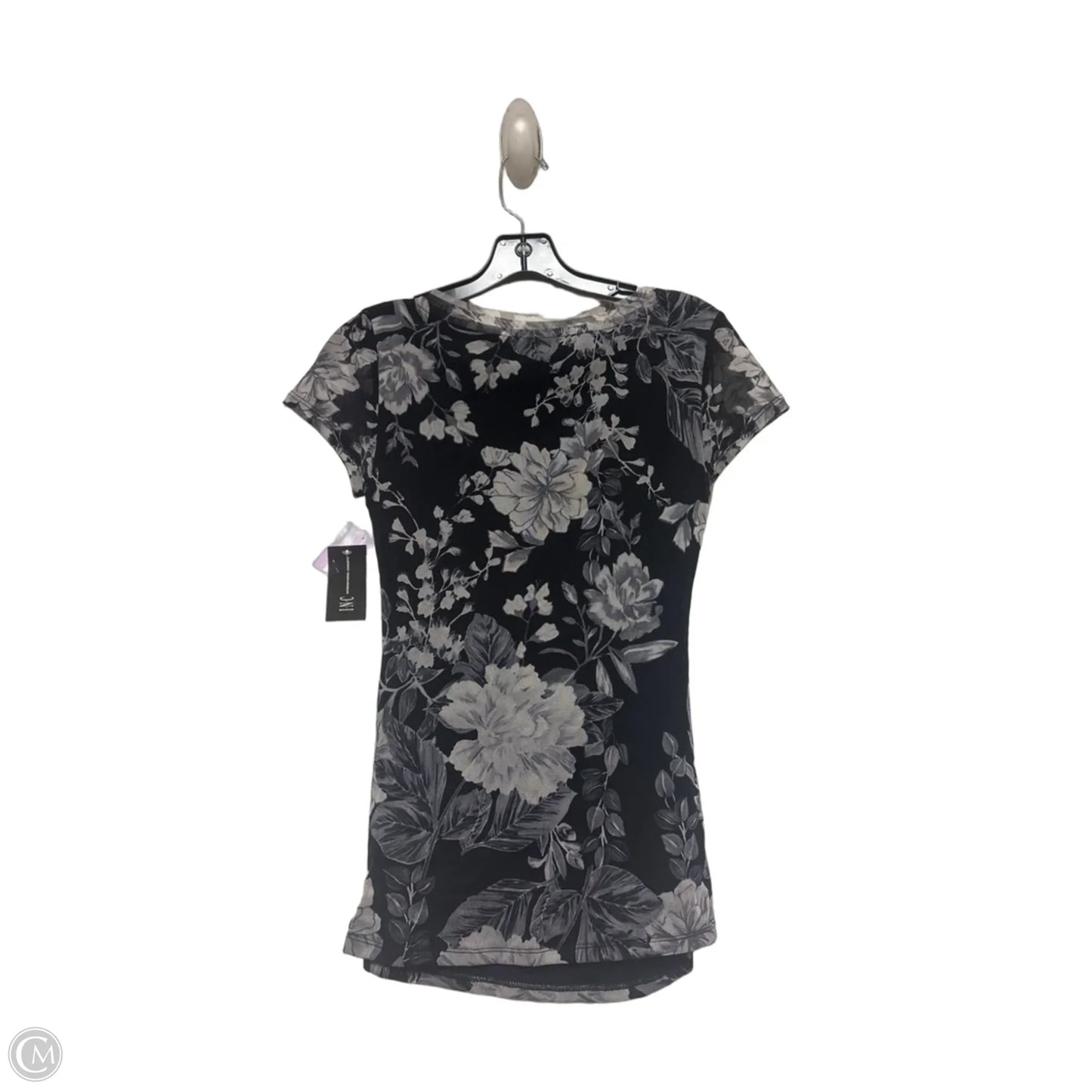 Top Short Sleeve By Inc In Black & Grey, Size: S