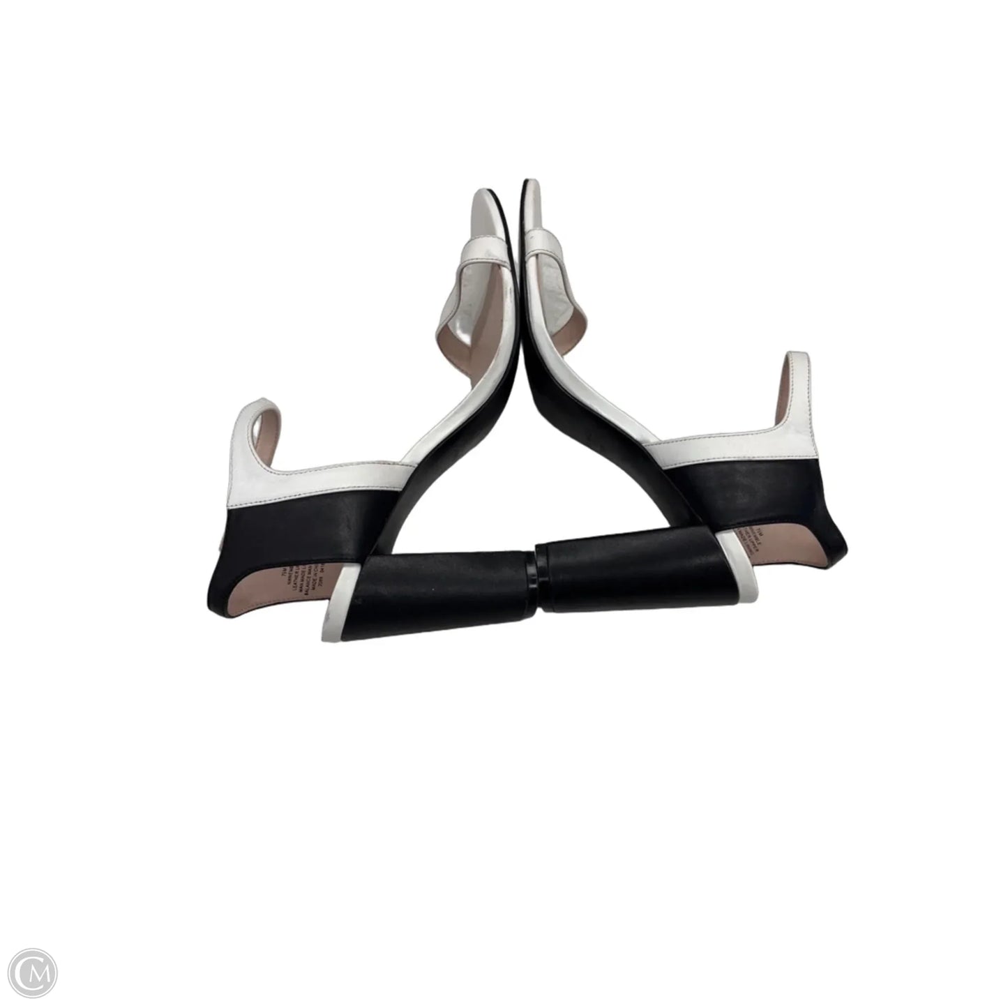 Sandals Heels Block By Nine West In Black & White, Size: 7.5