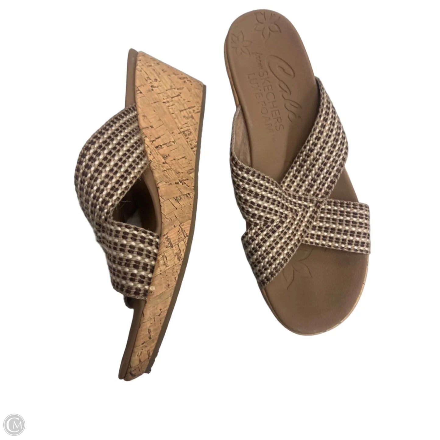 Sandals Heels Wedge By Skechers In Tan, Size: 11