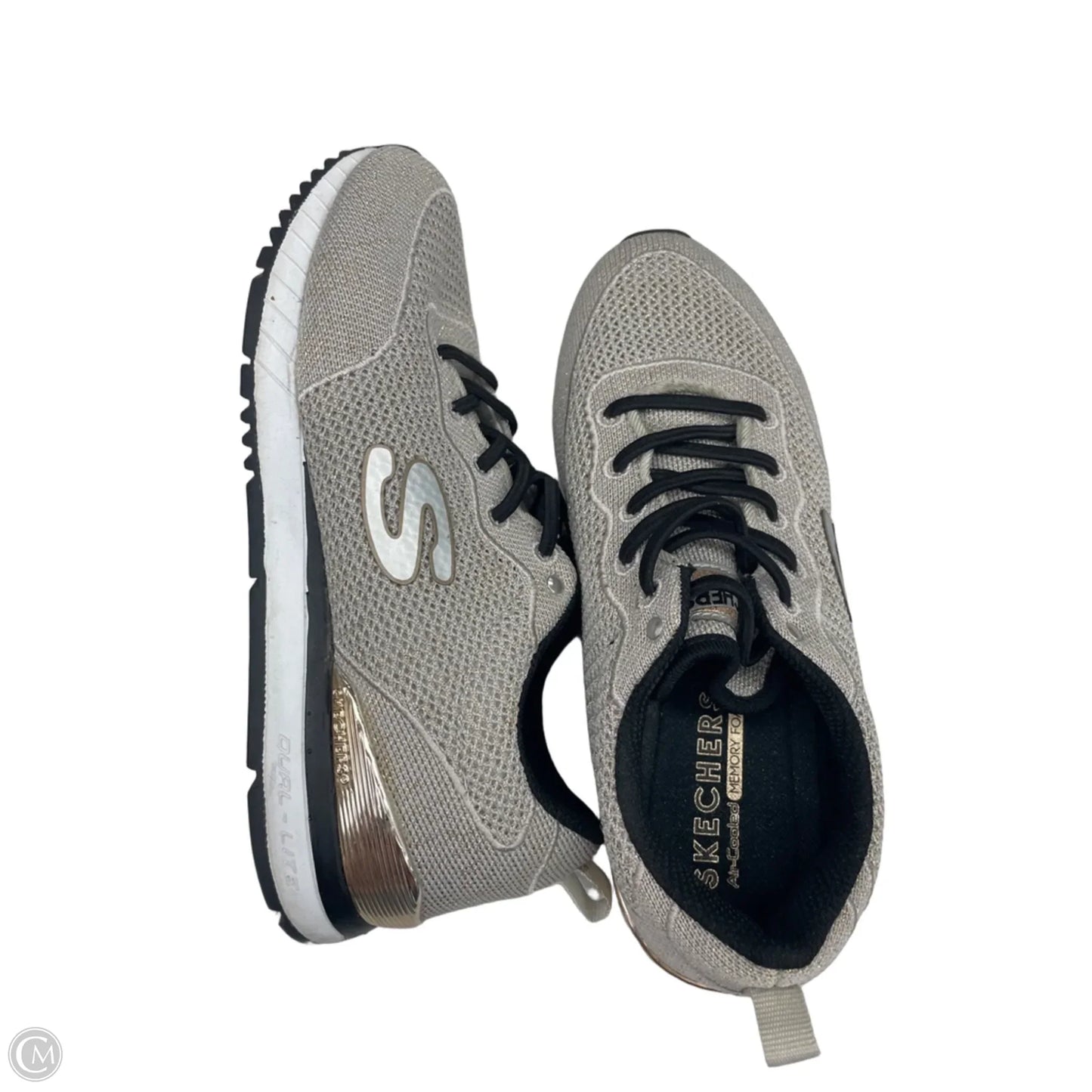 Shoes Sneakers By Skechers In Black & Gold, Size: 7