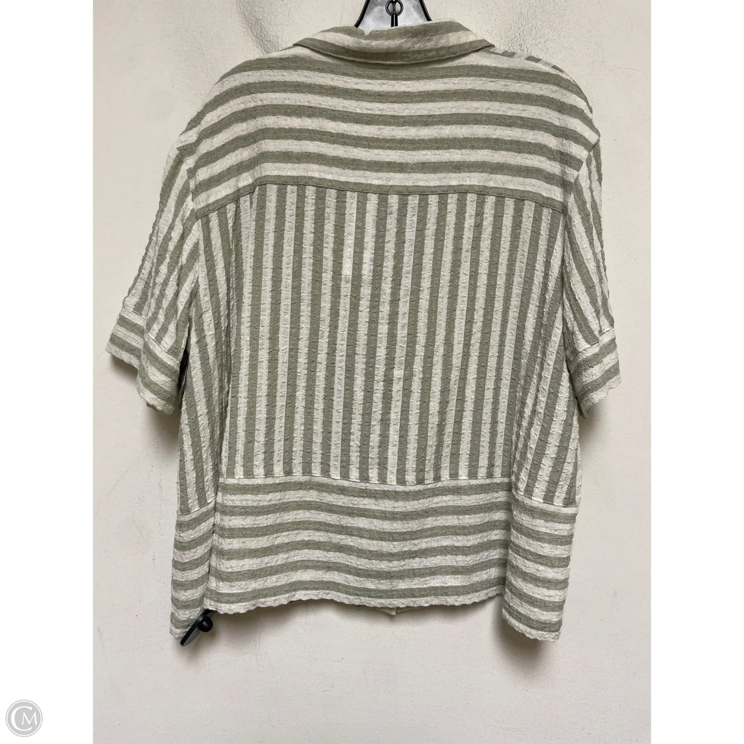 Top Short Sleeve By Jane And Delancey In Green & White, Size: L