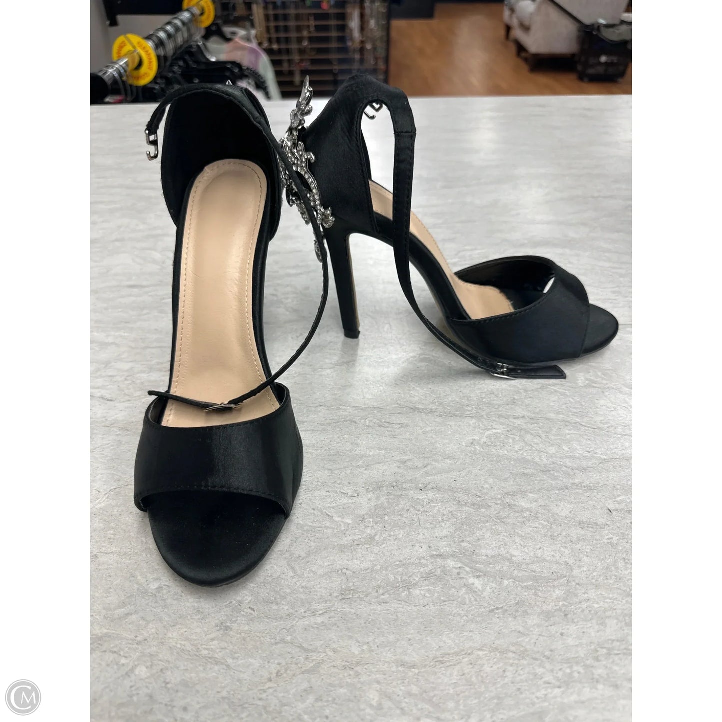 Sandals Heels Stiletto By Clothes Mentor In Black & Silver, Size: 9