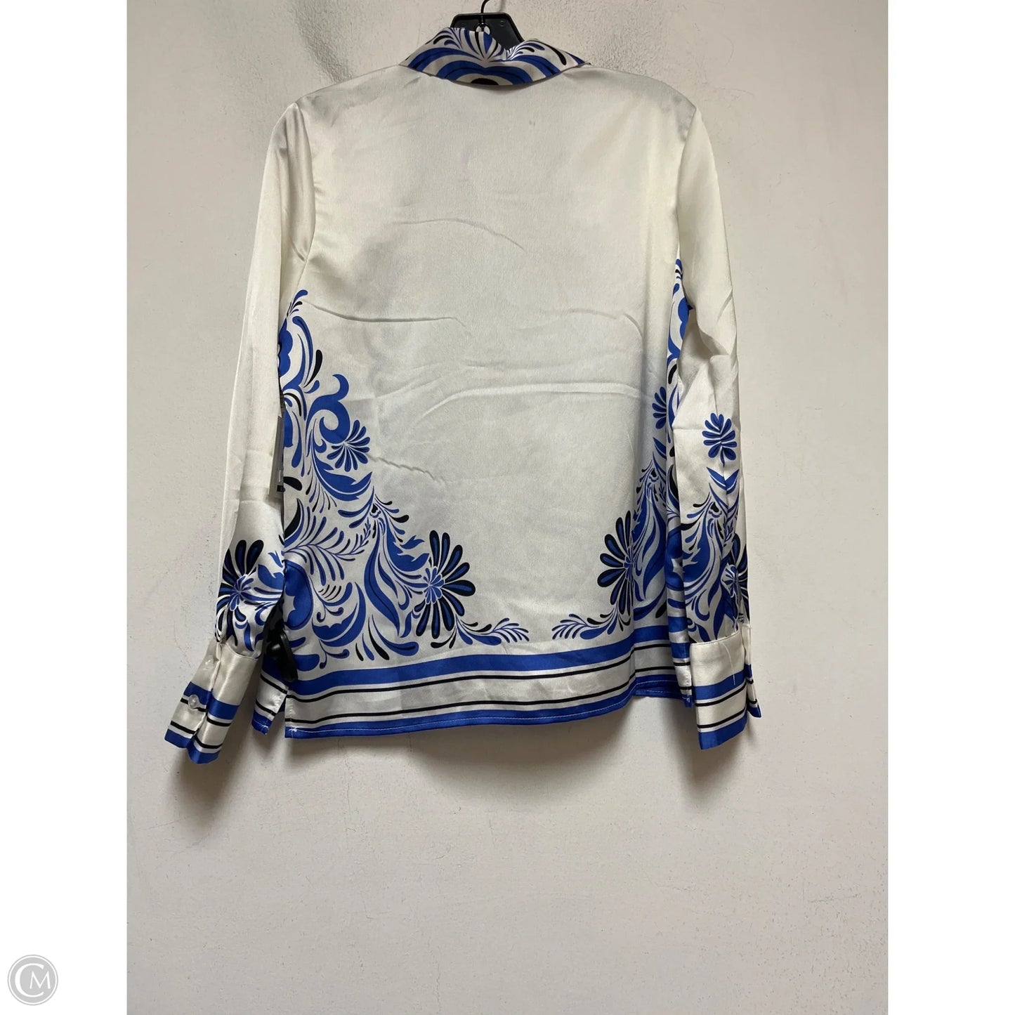 Top Long Sleeve By Ellen Tracy In Blue & White, Size: Xs