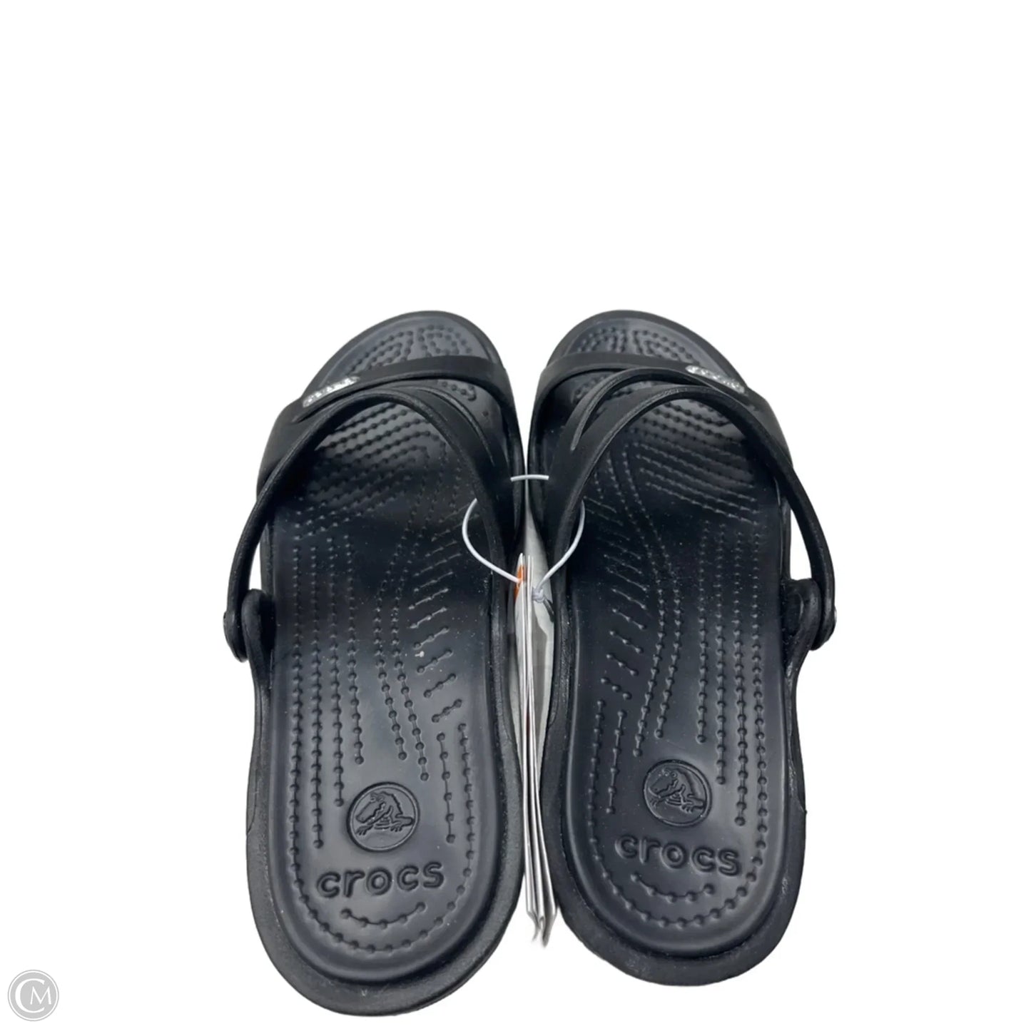 Sandals Flats By Crocs In Black, Size: 5