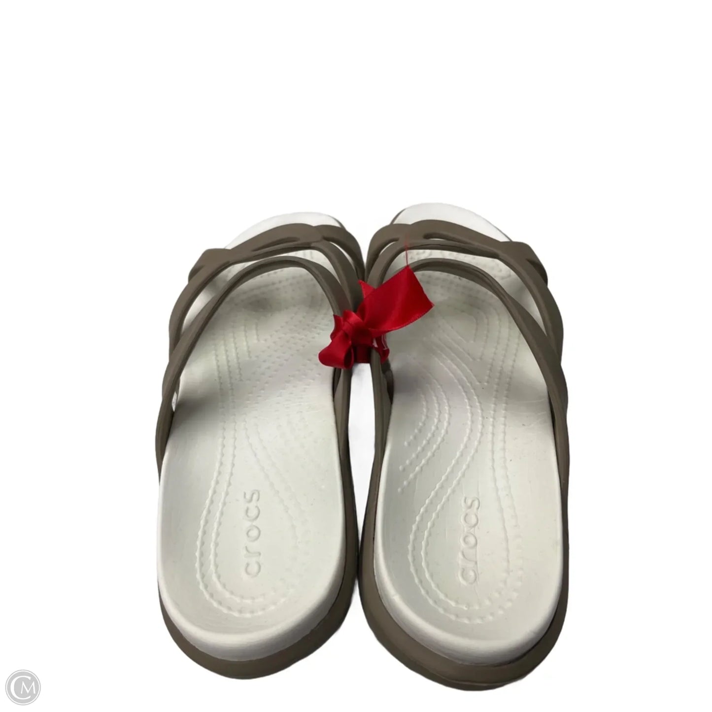 Sandals Flats By Crocs In Taupe, Size: 6