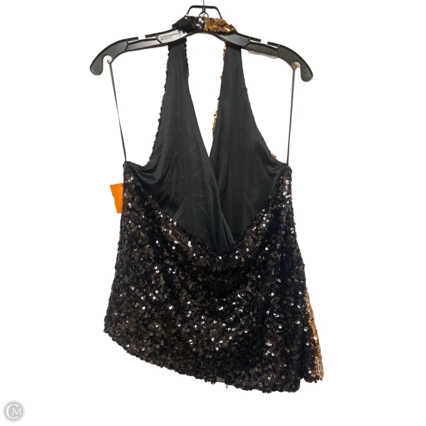 Top Sleeveless By Zara In Black & Gold, Size: L