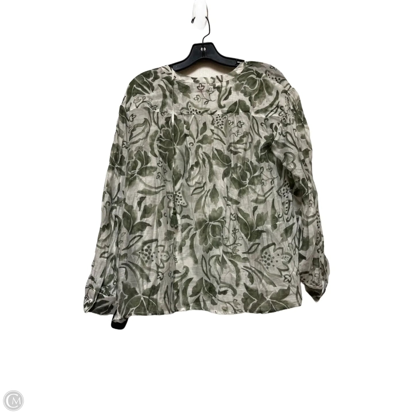 Top Long Sleeve By Vince Camuto In Green & White, Size: Xs