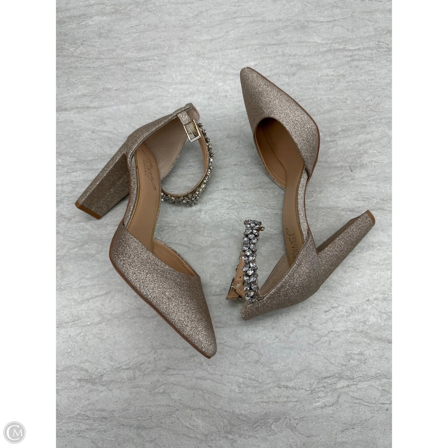 Shoes Heels Block By Badgley Mischka In Gold, Size: 7.5