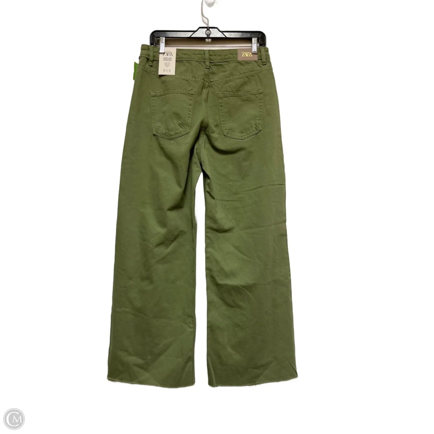 Jeans Wide Leg By Zara In Green Denim, Size: 8