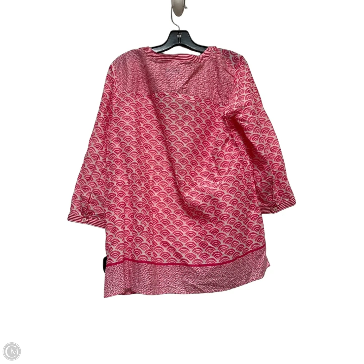 Top Short Sleeve By Talbots In Pink & White, Size: Xl
