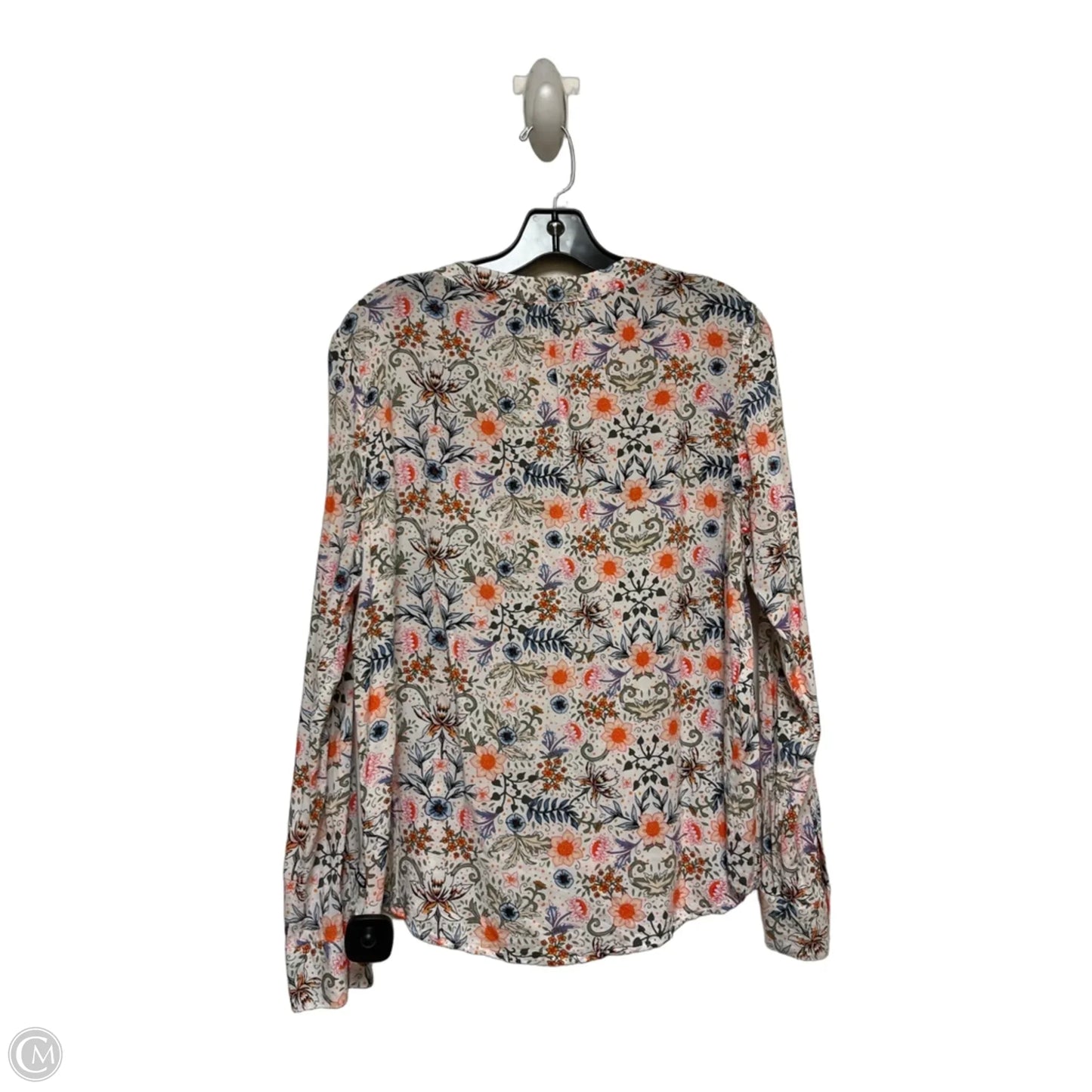Top Long Sleeve By Dkny In Floral Print, Size: M