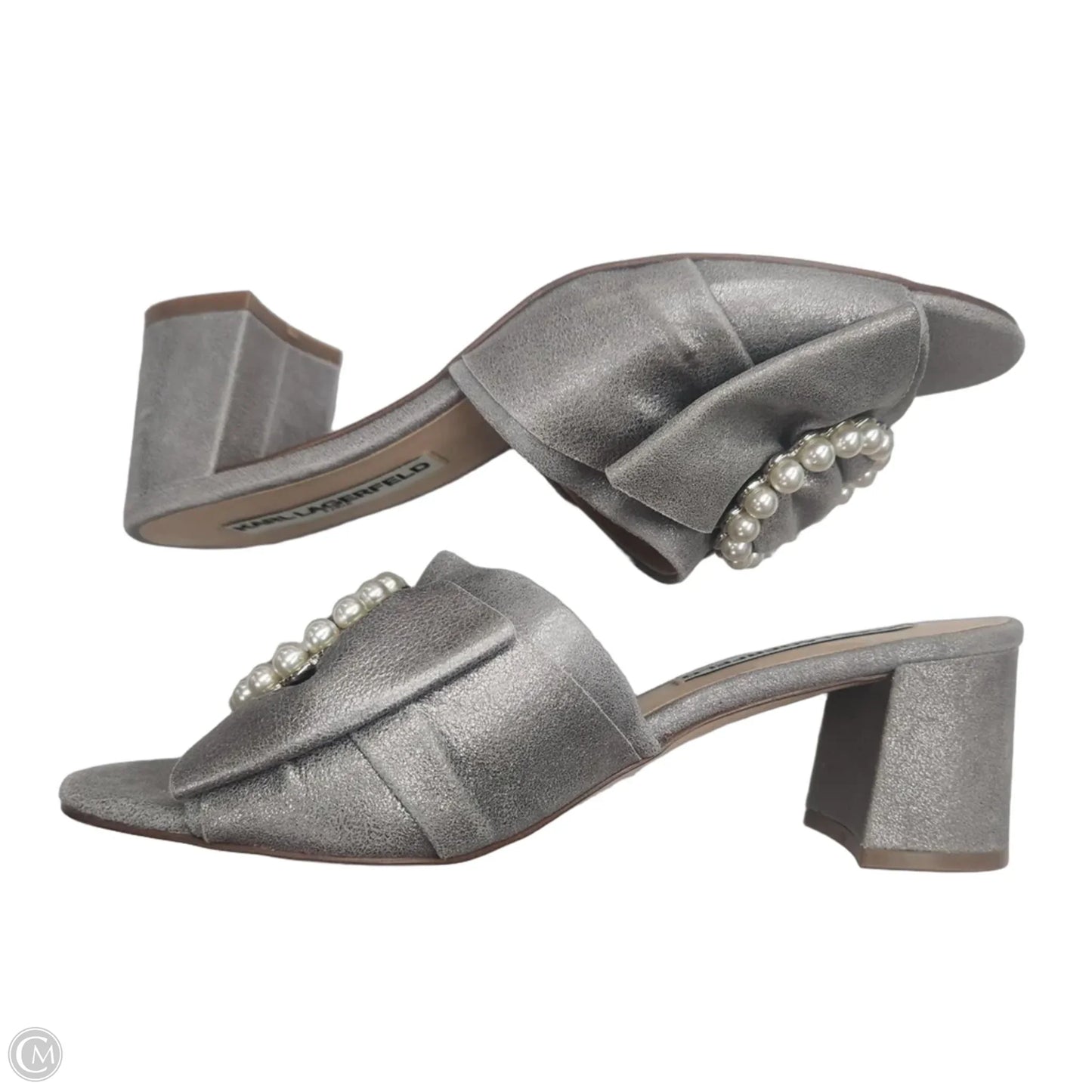 Sandals Designer By Karl Lagerfeld In Grey, Size: 7