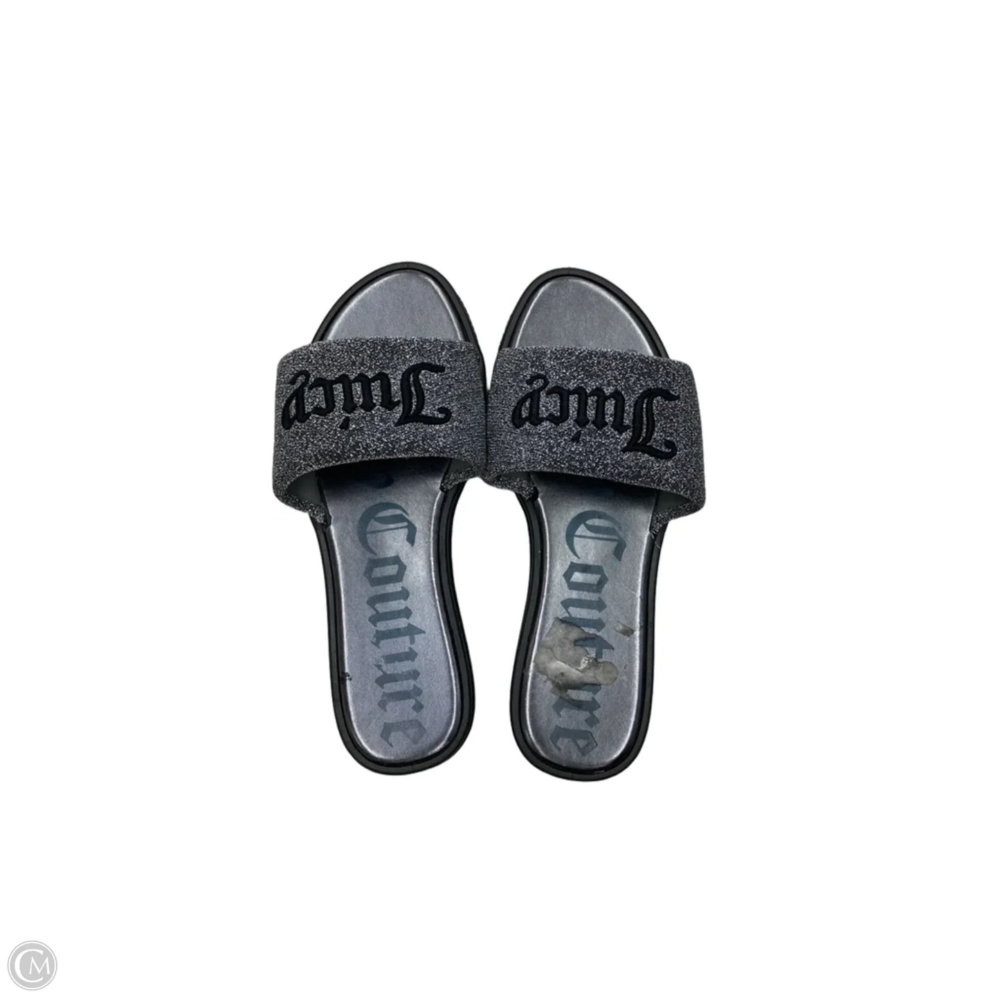 Sandals Flats By Juicy Couture In Black & Silver, Size: 5.5