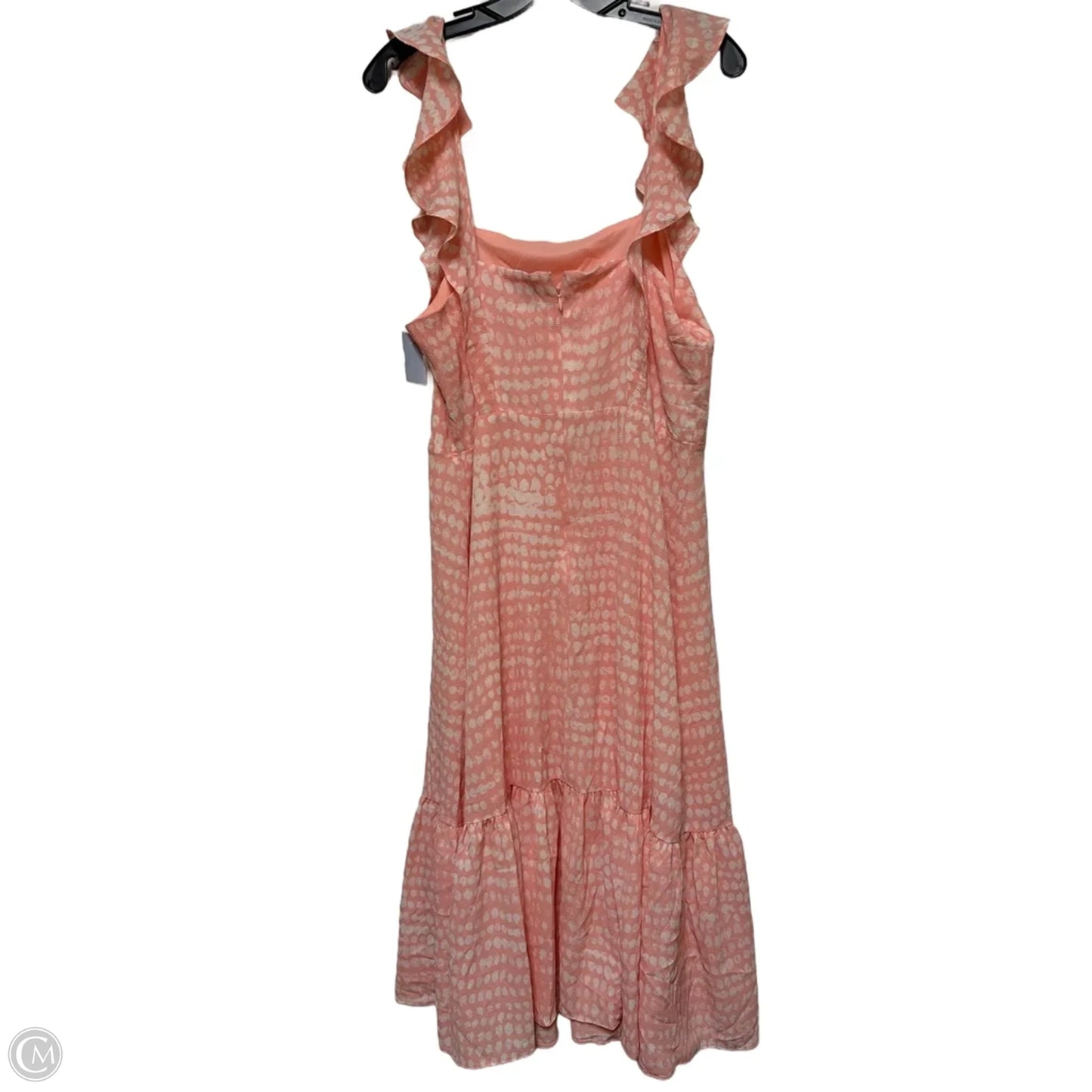 Dress Casual Midi By Bcbg In Pink & White, Size: L