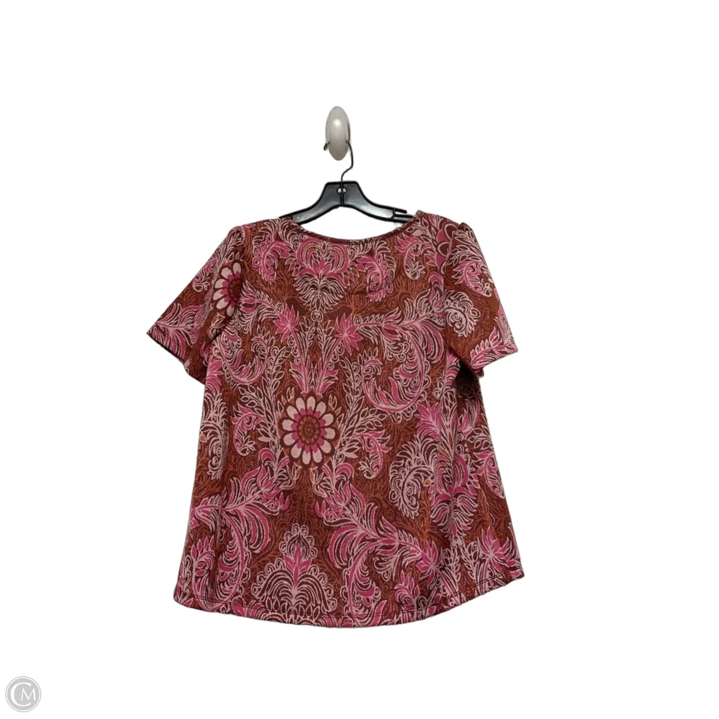 Top Short Sleeve Basic By Anthropologie In Orange & Pink, Size: L