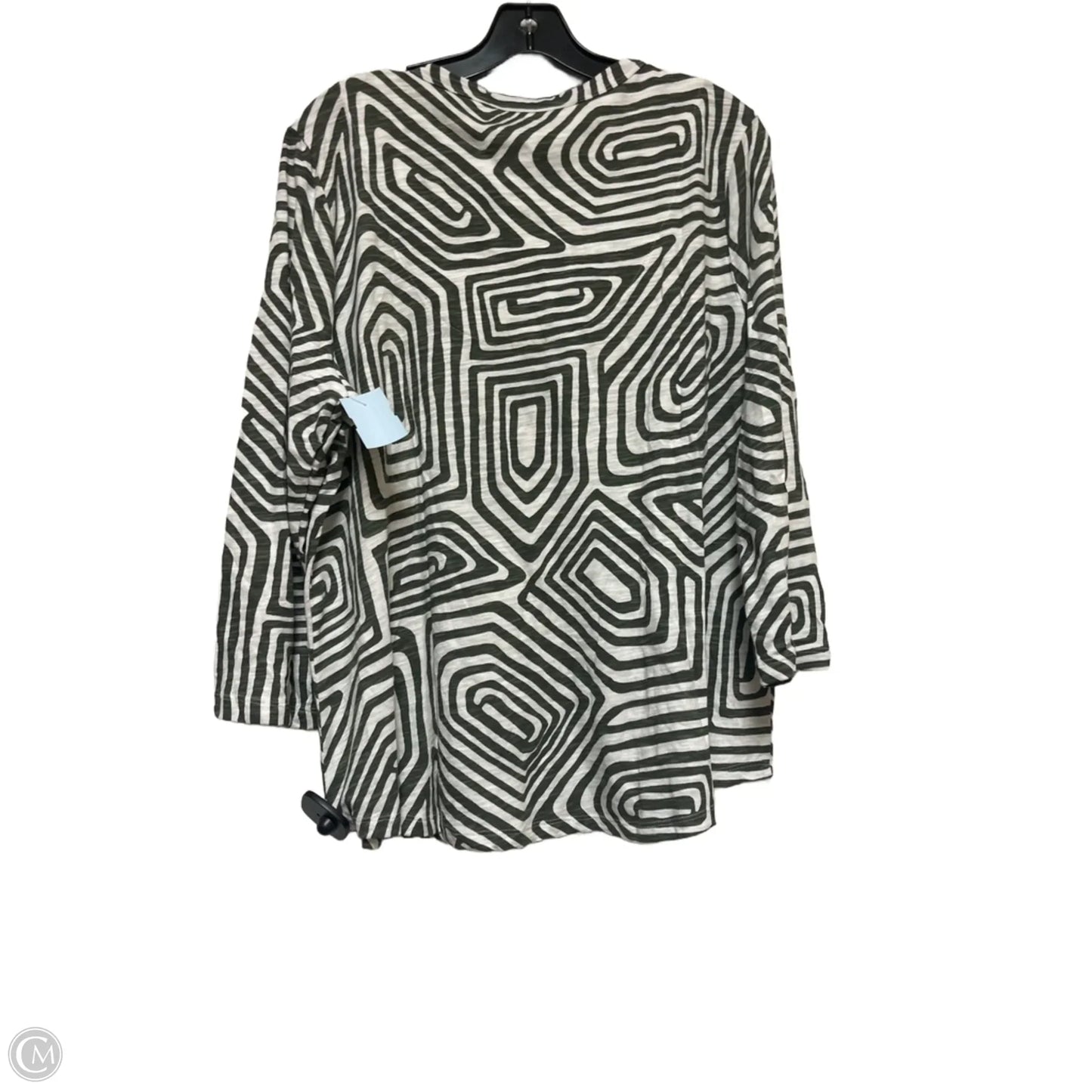 Top Short Sleeve By Chicos In Green & White, Size: Xl