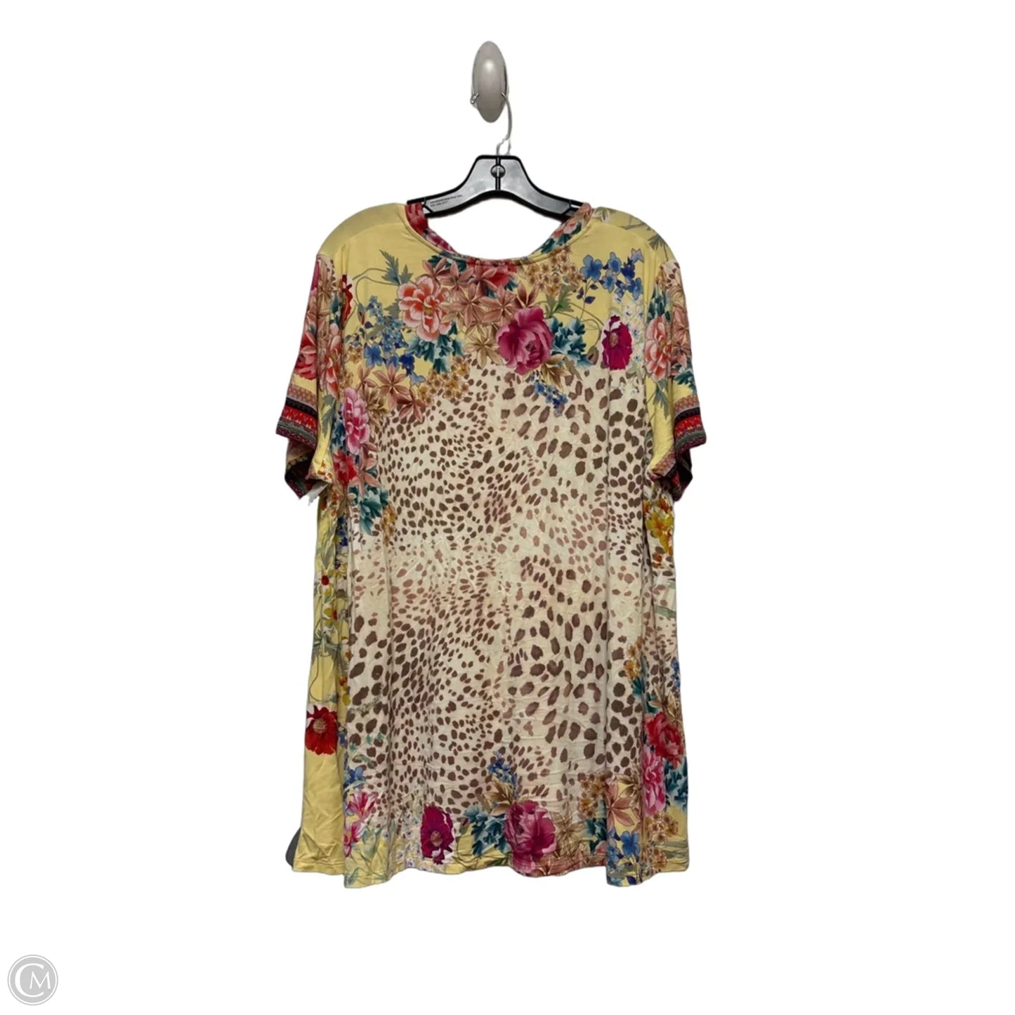 Top Short Sleeve By Johnny Was In Floral Print, Size: Xxl
