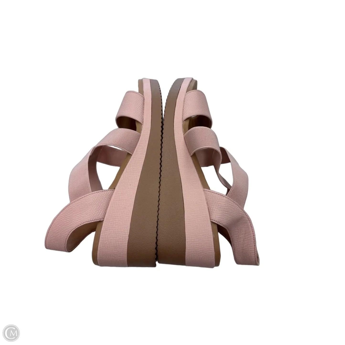 Sandals Heels Wedge By Clothes Mentor In Pink & Tan, Size: 8