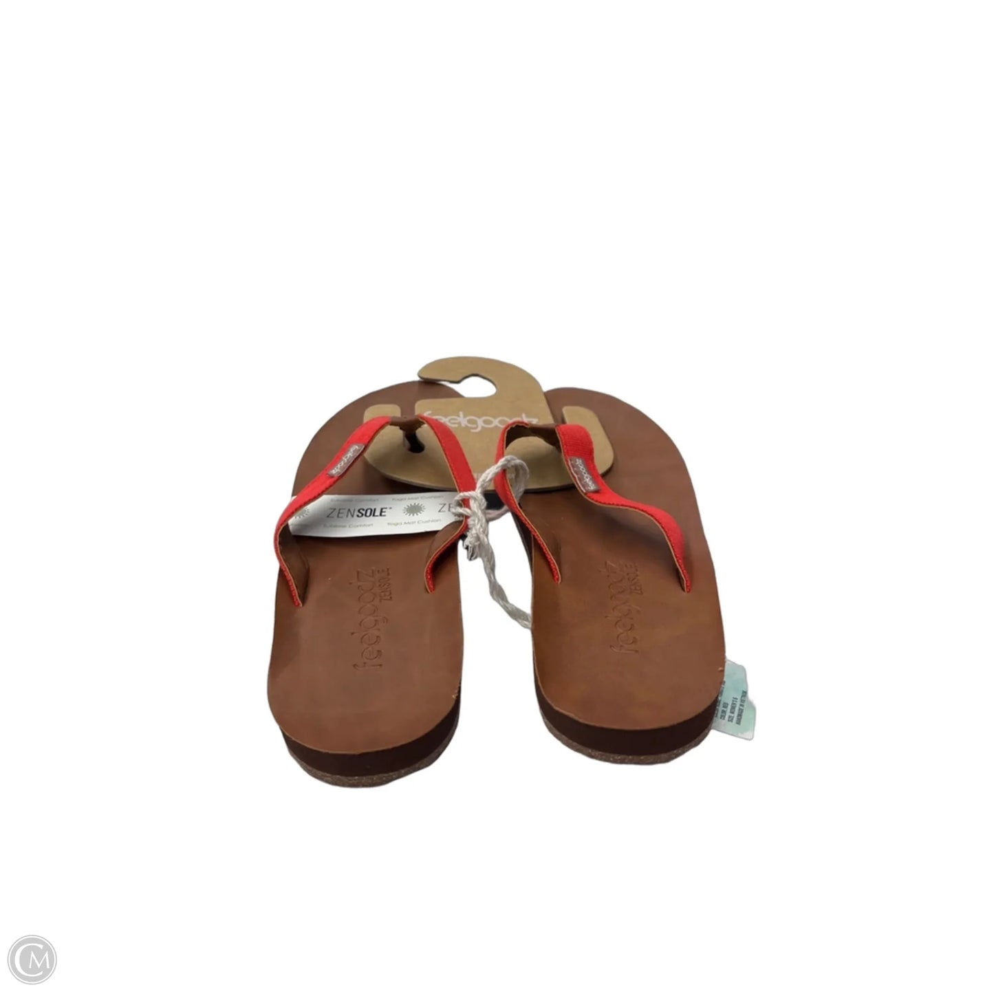 Sandals Flip Flops By Clothes Mentor In Brown & Red, Size: 6
